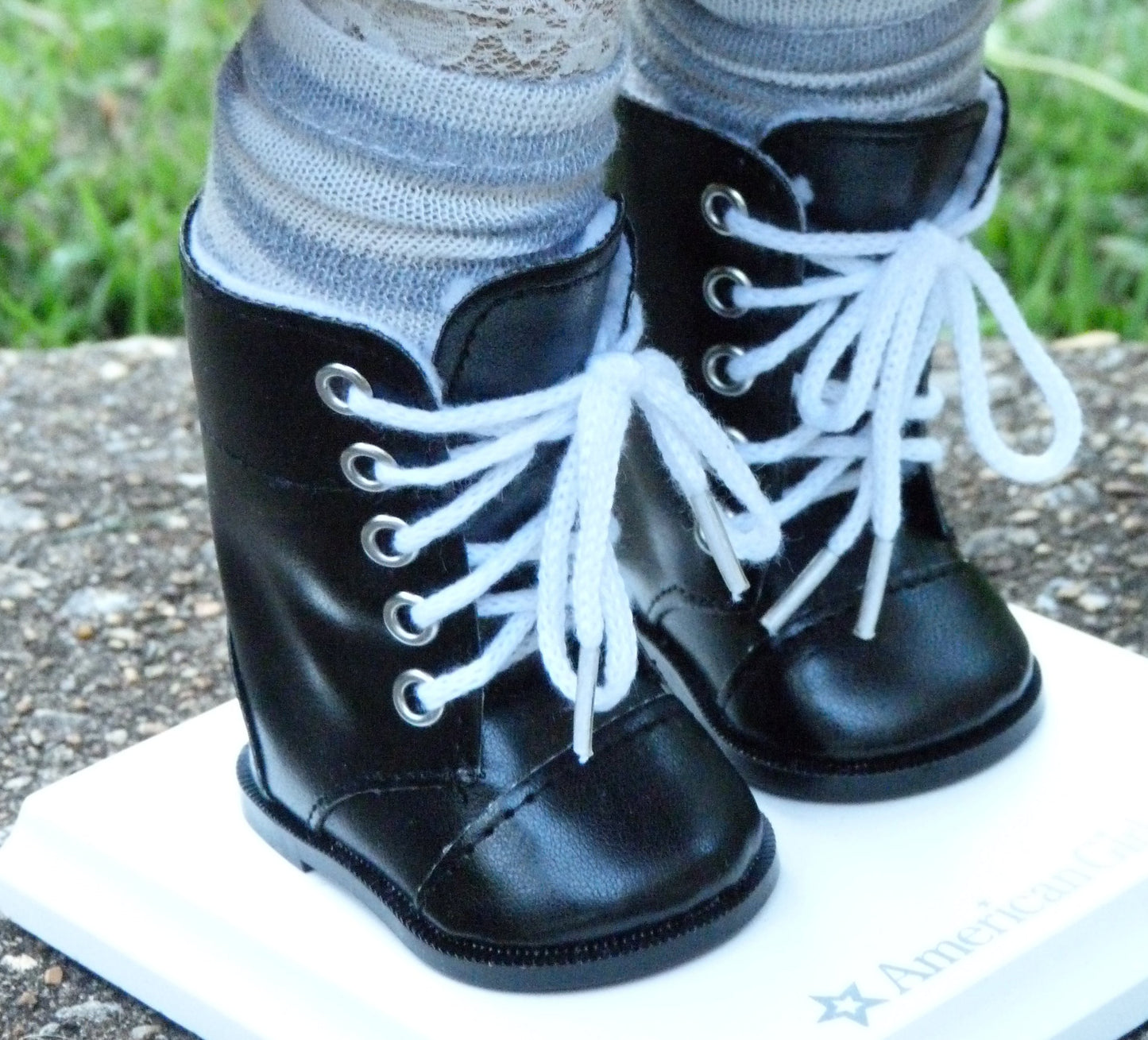 Black Lace Up Boots for 18 Inch Doll Fits American Girl