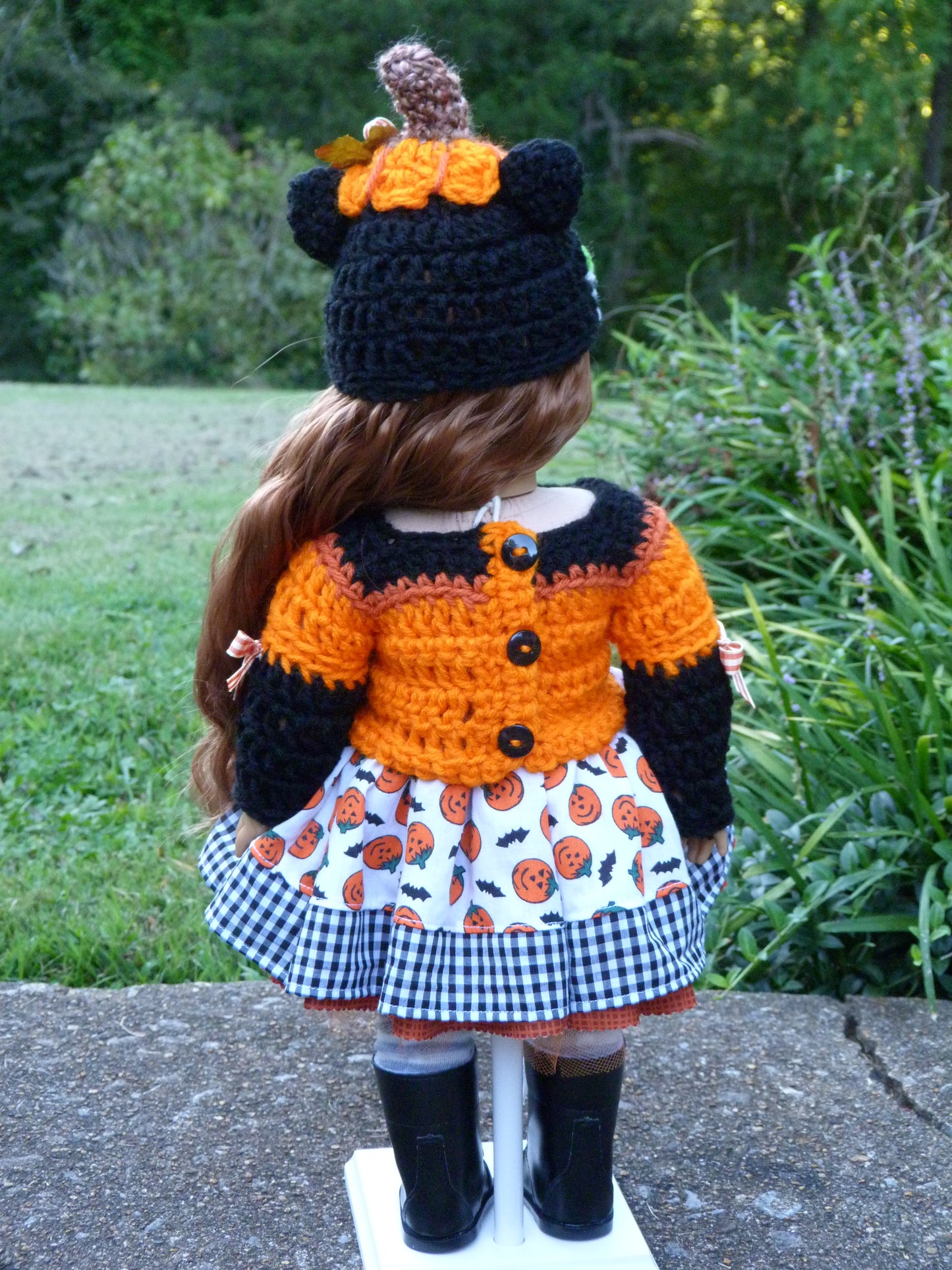 Halloween Jack o' Lantern Kitty Outfit for 18 Inch Doll