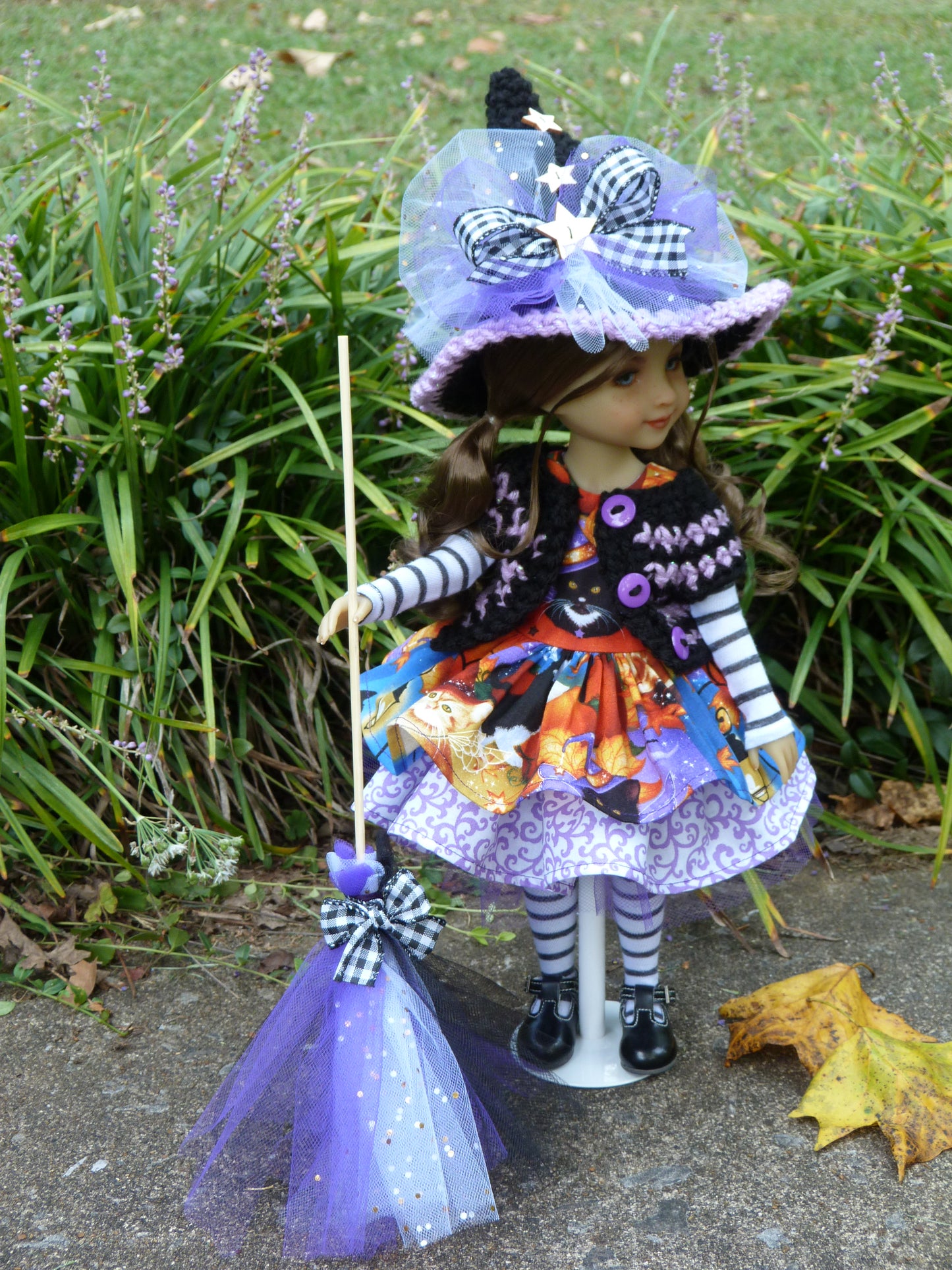 Halloween Meow Magic Witch Outfit Handmade to fit 14.5 Inch Ruby Red Fashion Friends Doll