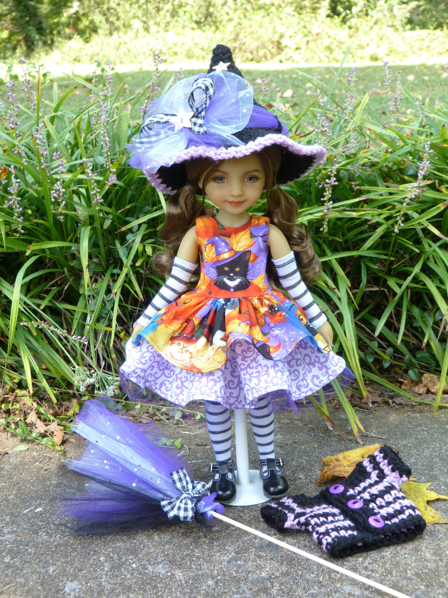 Halloween Meow Magic Witch Outfit Handmade to fit 14.5 Inch Ruby Red Fashion Friends Doll