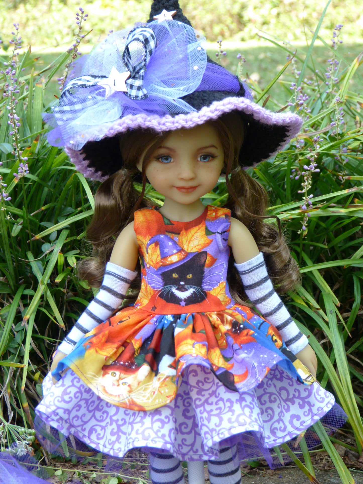 Halloween Meow Magic Witch Outfit Handmade to fit 14.5 Inch Ruby Red Fashion Friends Doll