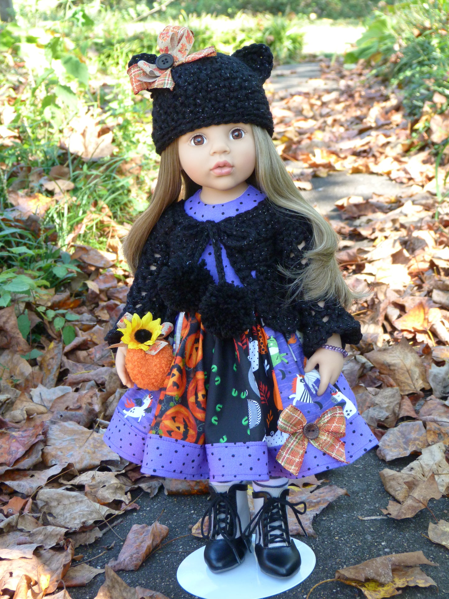 Halloween Black Cat Outfit Handmade Clothes to fit 19.5 Inch Doll like Gotz Happy Kidz