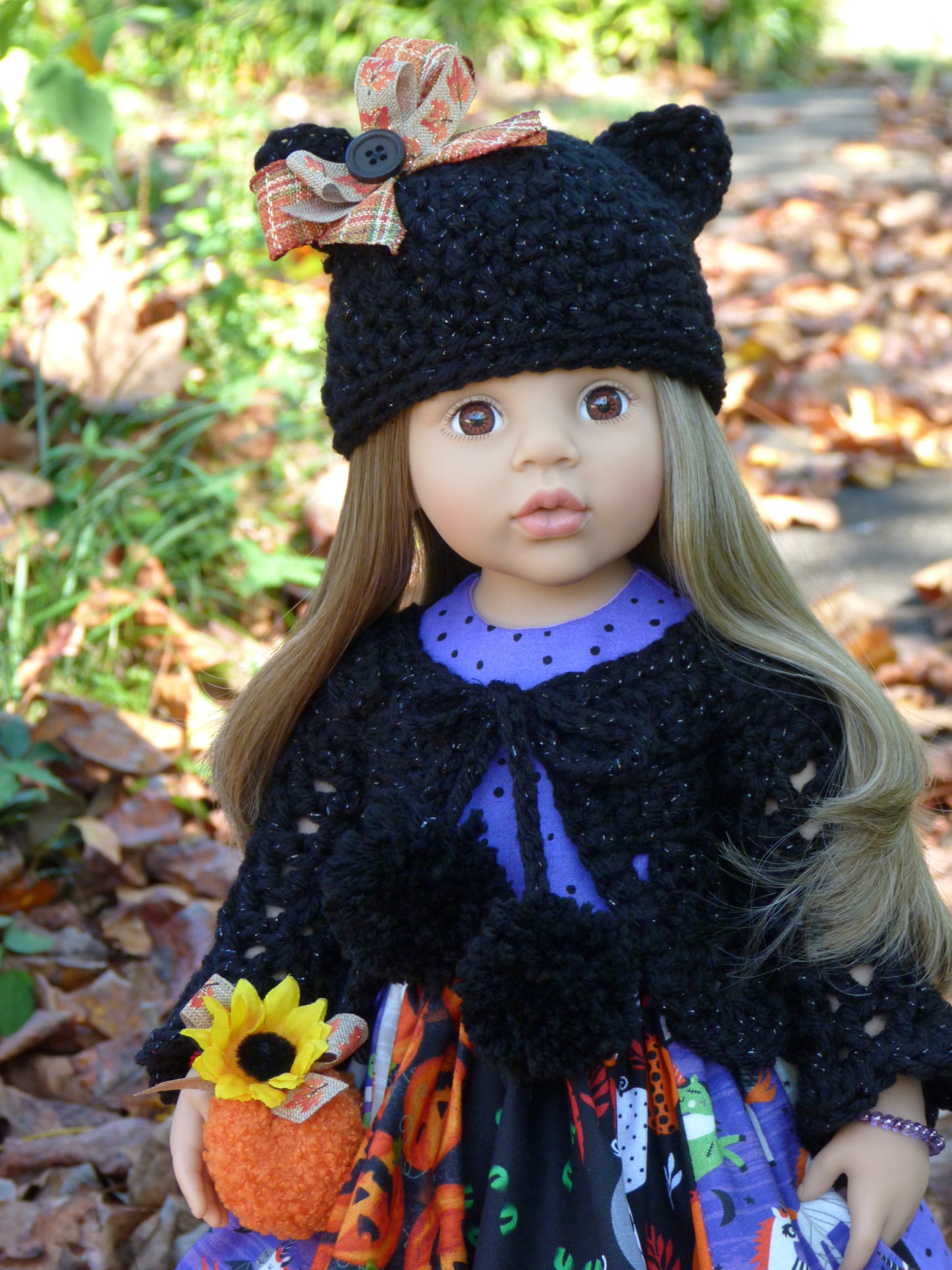 Halloween Black Cat Outfit Handmade Clothes to fit 19.5 Inch Doll like Gotz Happy Kidz