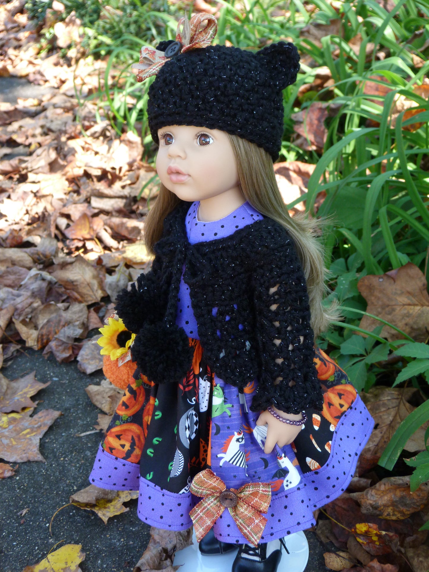 Halloween Black Cat Outfit Handmade Clothes to fit 19.5 Inch Doll like Gotz Happy Kidz