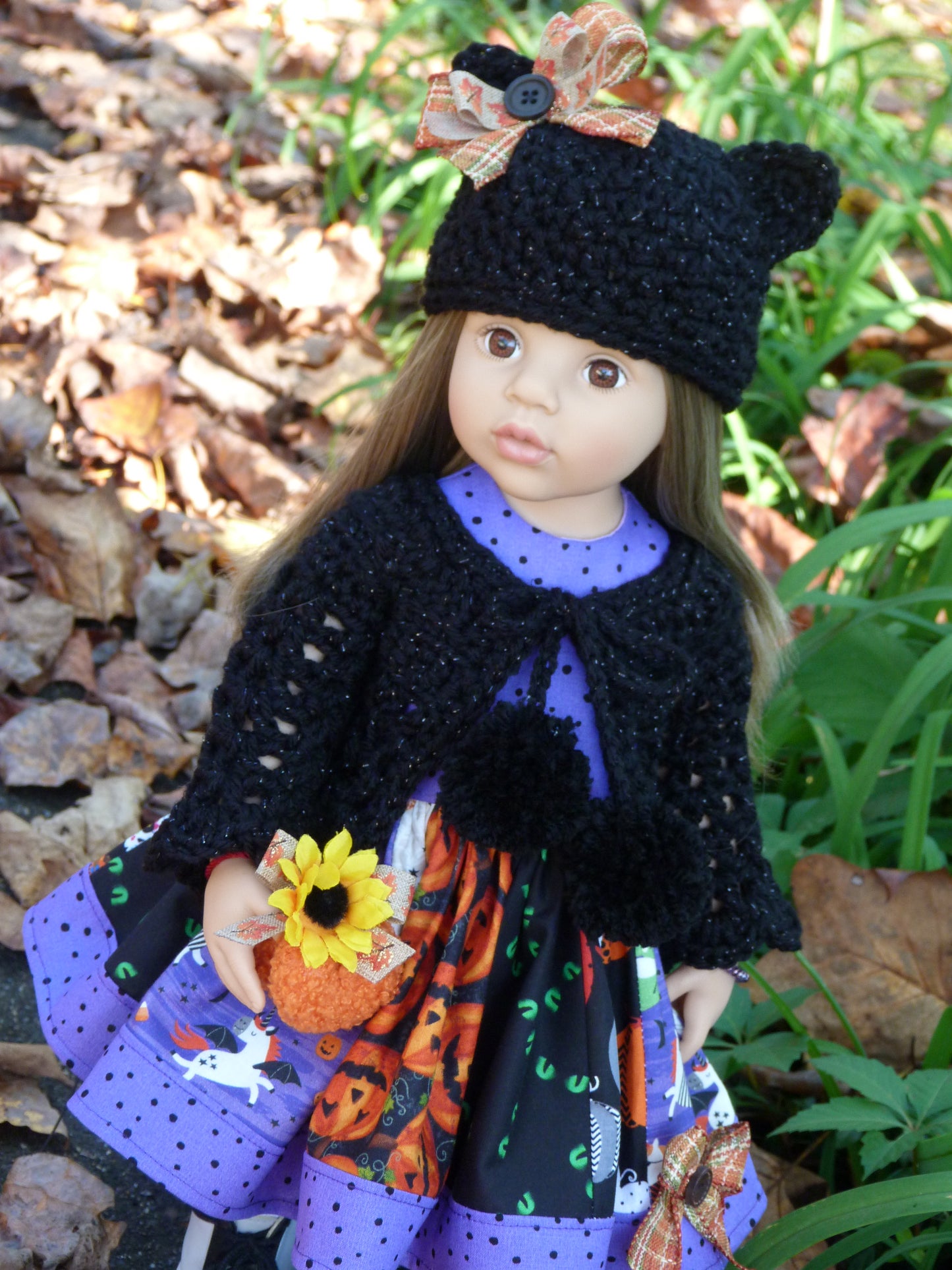 Halloween Black Cat Outfit Handmade Clothes to fit 19.5 Inch Doll like Gotz Happy Kidz