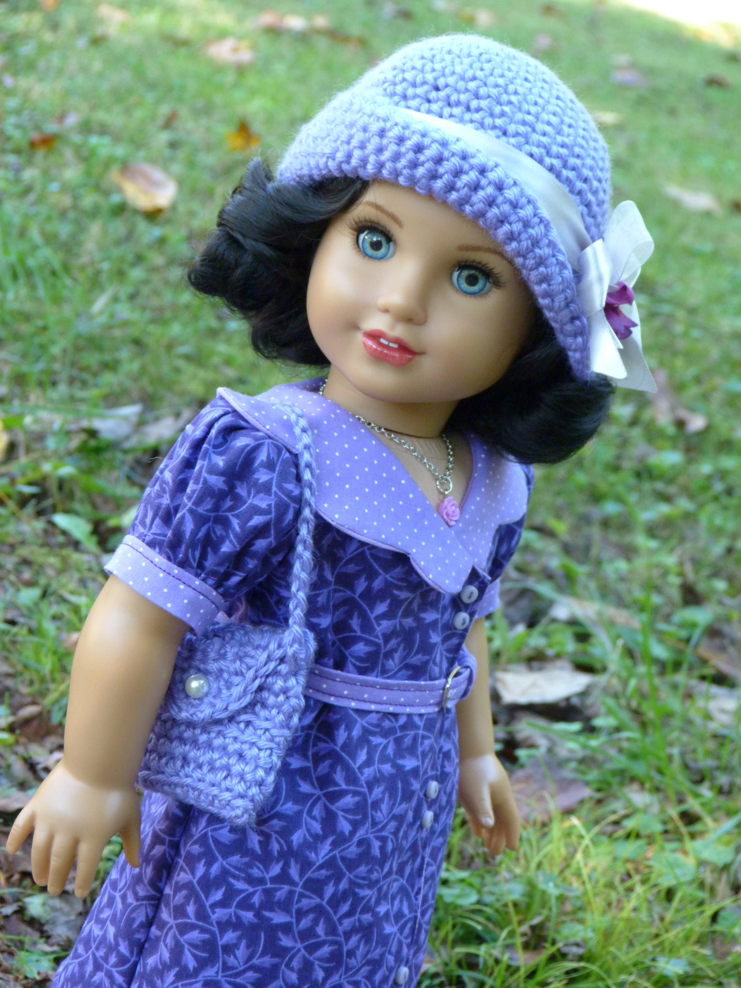 1930s Lilac Wrap Outfit for 18 Inch Doll