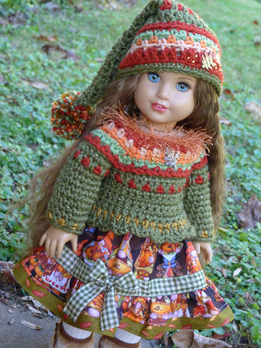 Thanksgiving Gnome Holiday Outfit for 18 Inch Doll