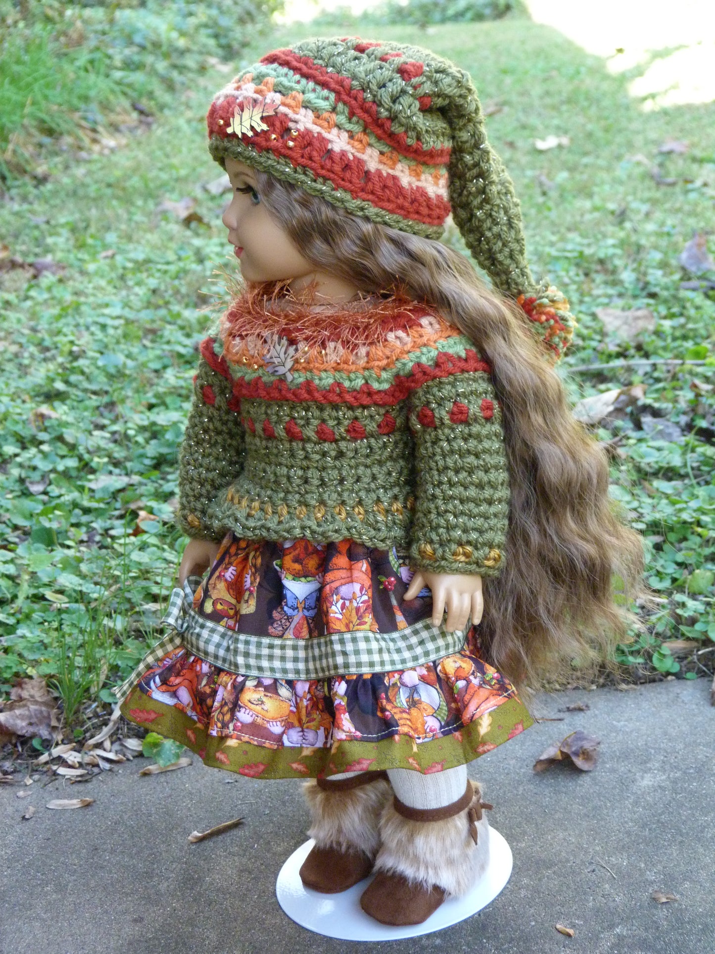 Thanksgiving Gnome Holiday Outfit for 18 Inch Doll