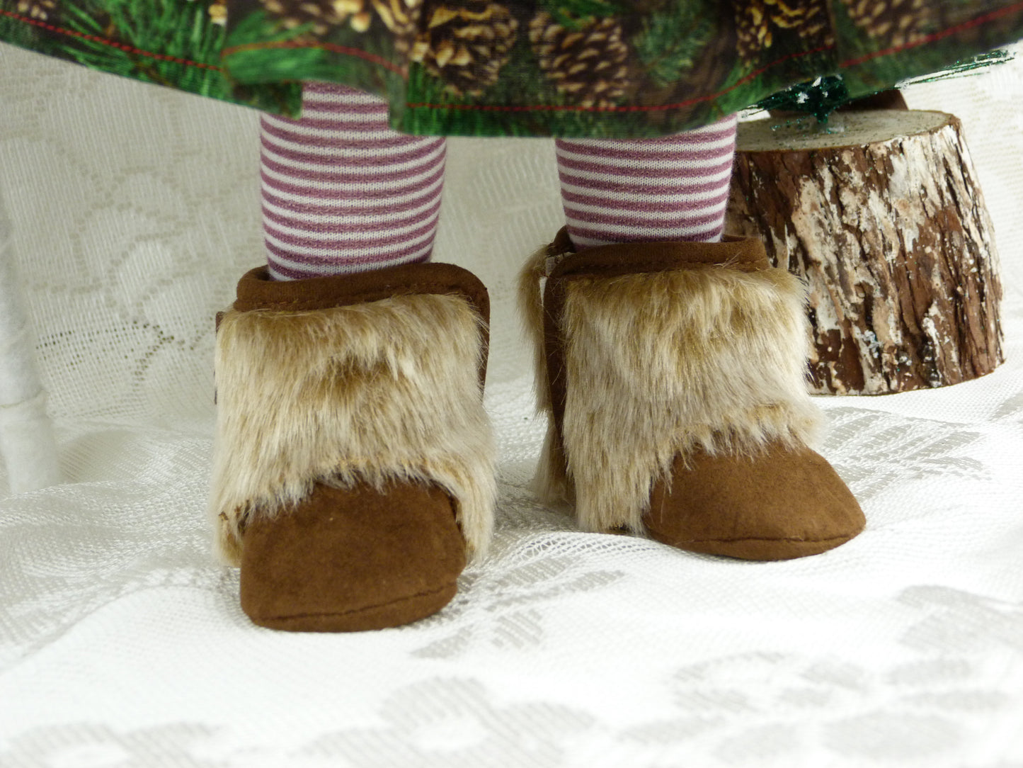 Brown Furry Boots for 18 Inch Doll Fits American Girl or 19.5 Inch Gotz Happy Kidz