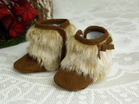 Brown Furry Boots for 18 Inch Doll Fits American Girl or 19.5 Inch Gotz Happy Kidz