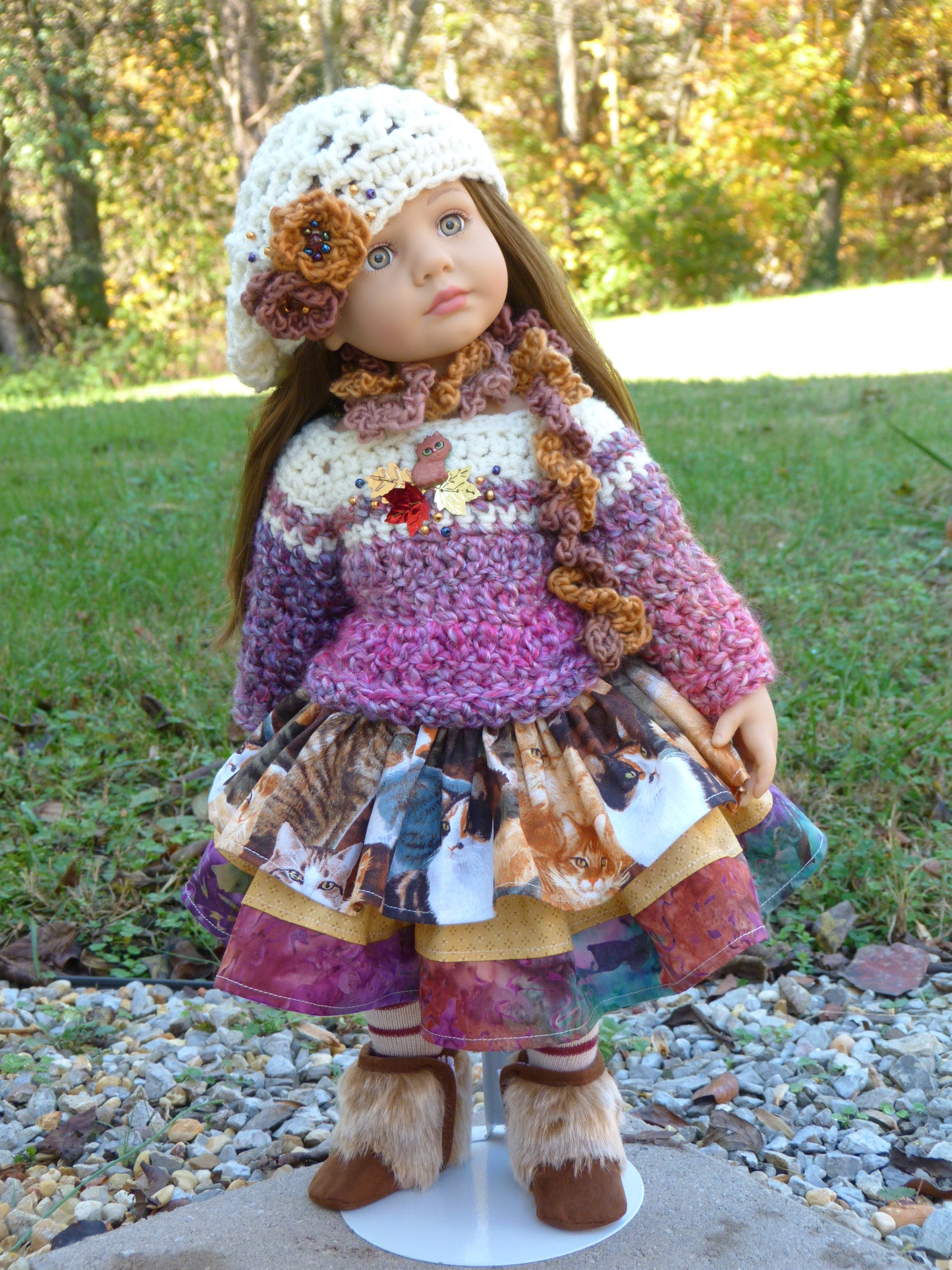 Cozy Kitten Autumn Outfit Handmade to fit 19.5 Inch Gotz Happy Kidz Doll