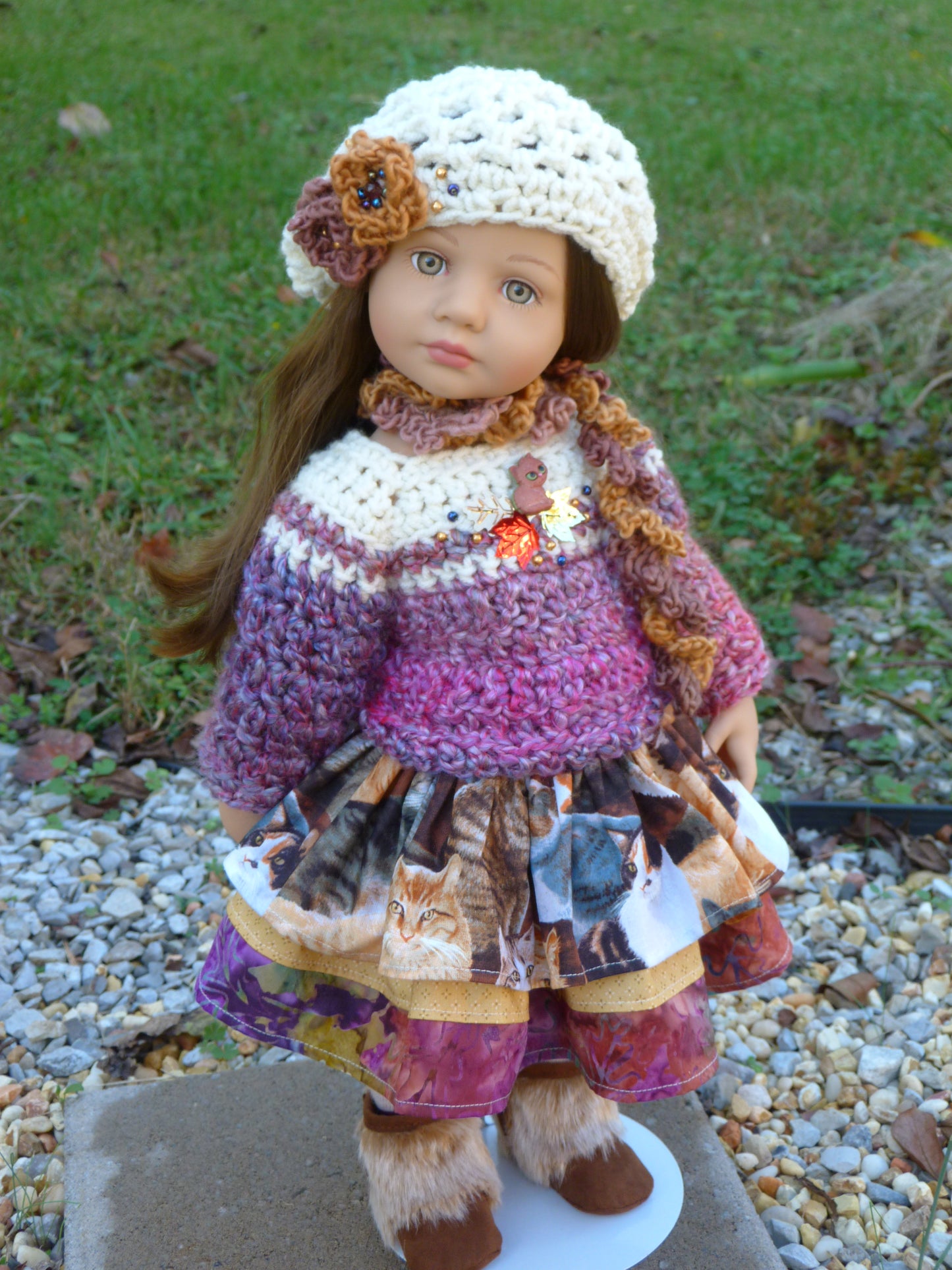 Cozy Kitten Autumn Outfit Handmade to fit 19.5 Inch Gotz Happy Kidz Doll