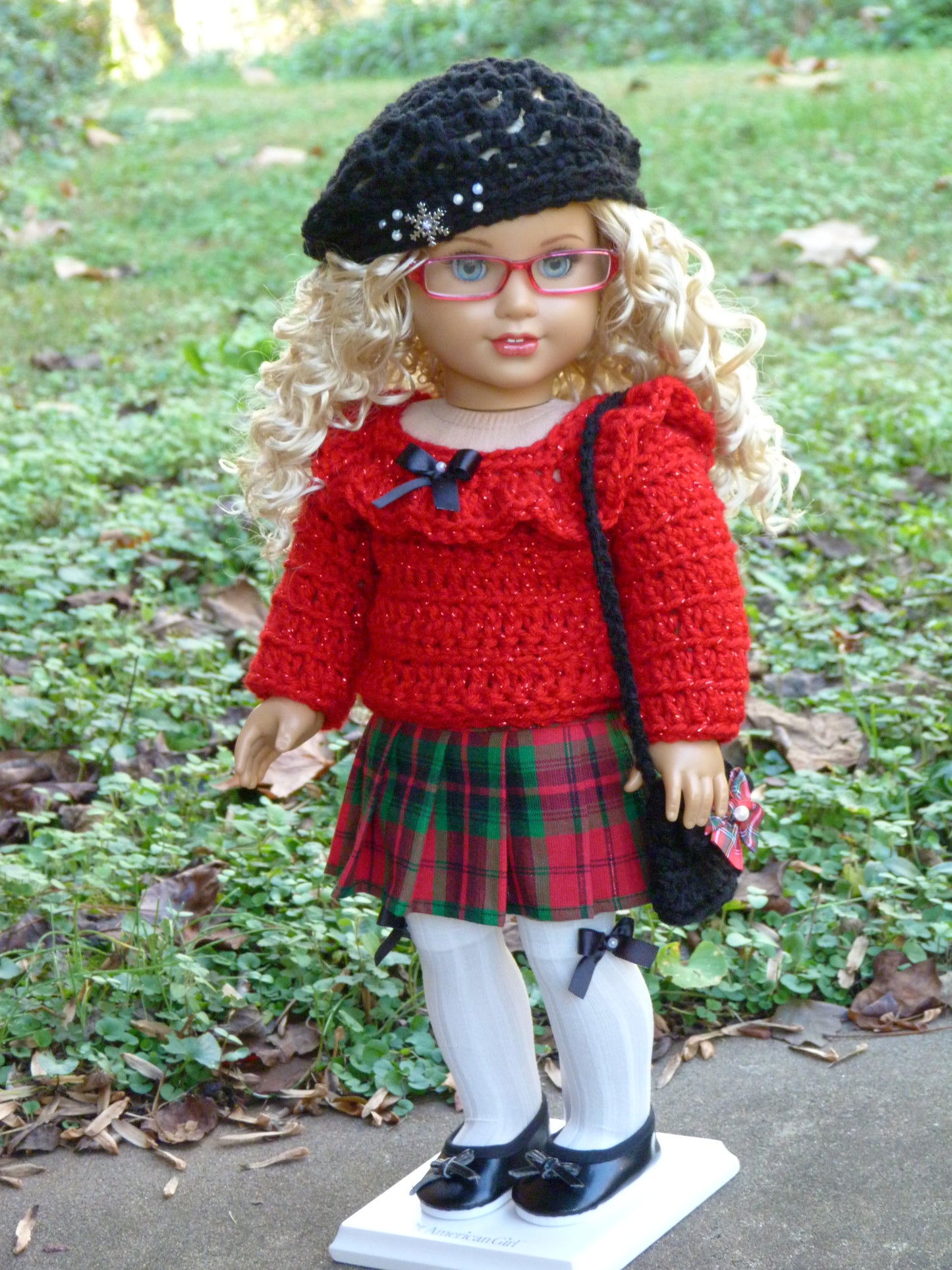 Christmas Plaid Ensemble for 18 Inch Doll