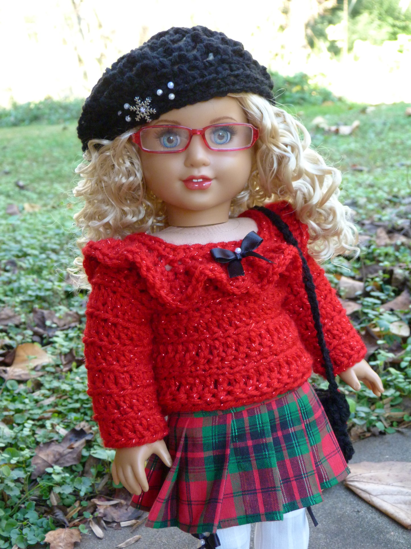 Christmas Plaid Ensemble for 18 Inch Doll