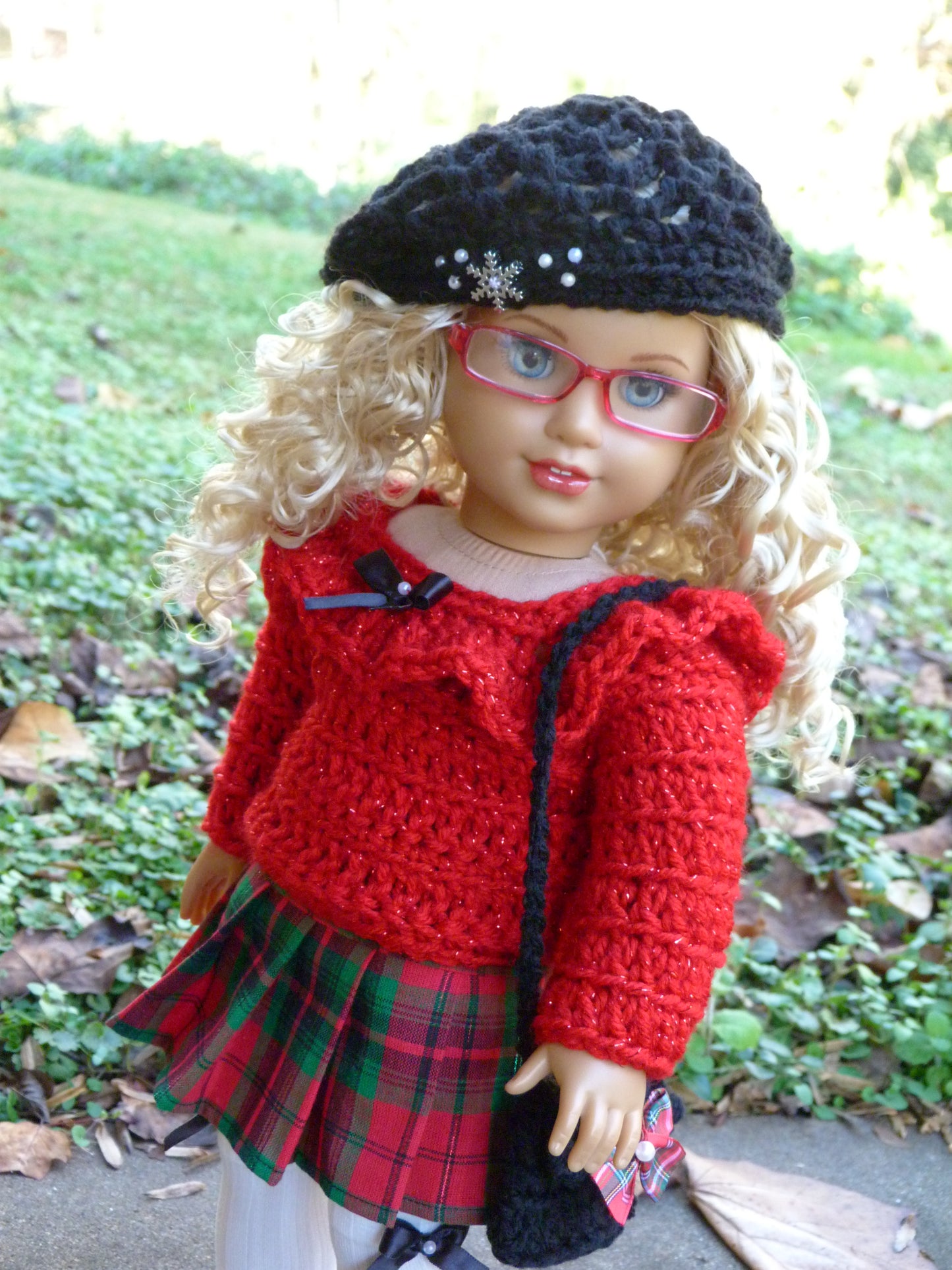 Christmas Plaid Ensemble for 18 Inch Doll