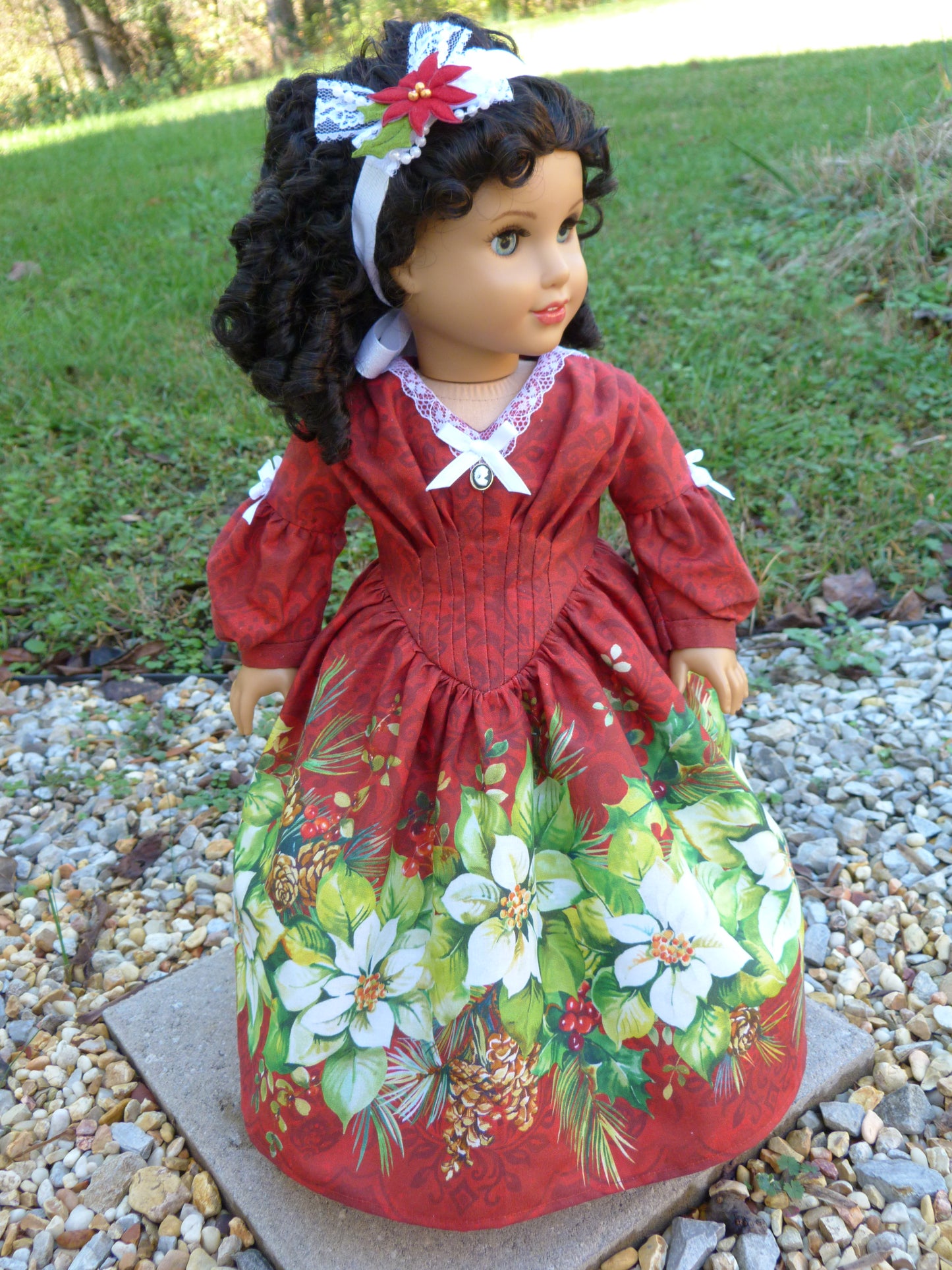 Christmas Poinsettia Historical Ensemble for 18 Inch Doll