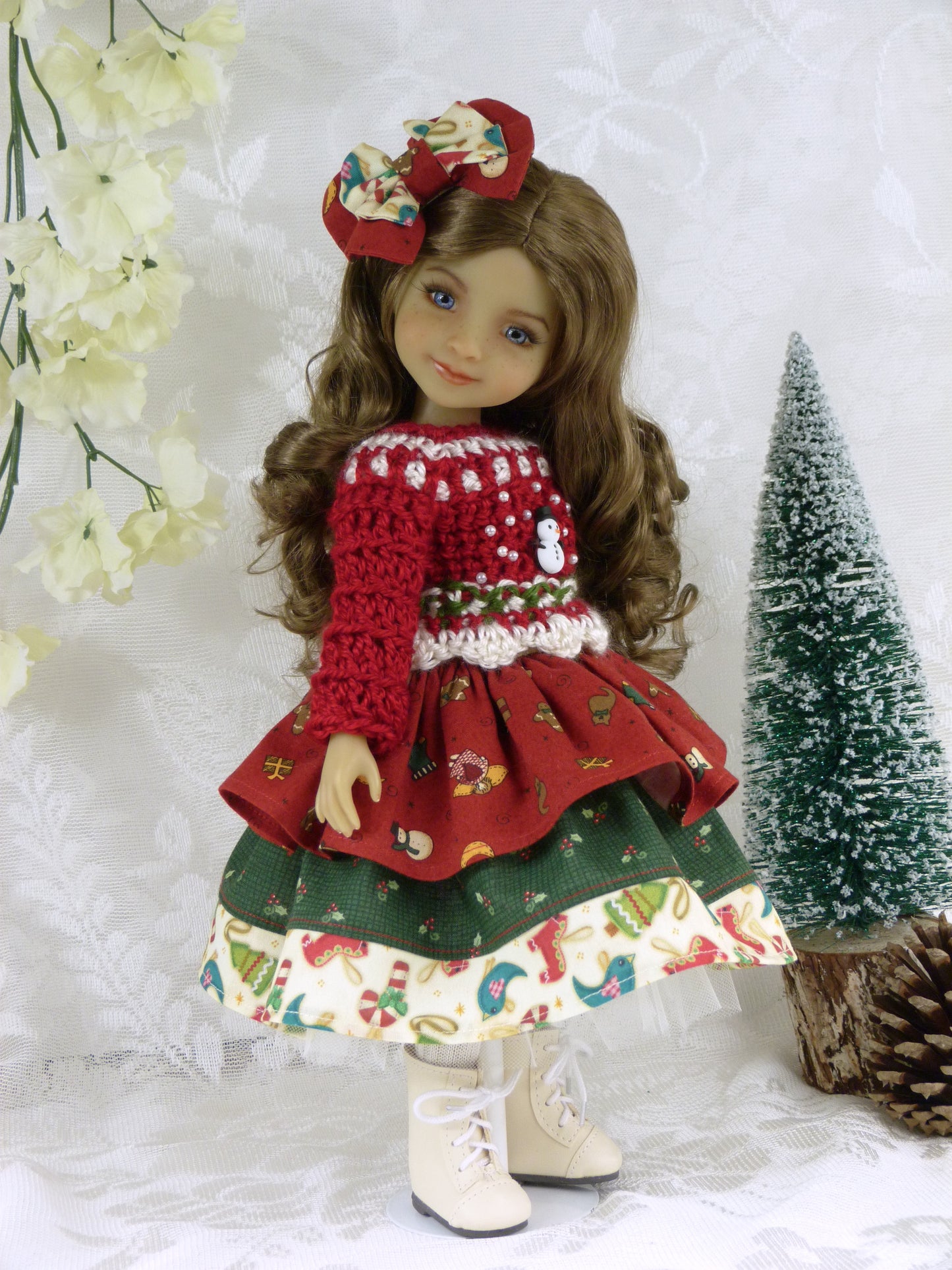 Holiday Treasures Outfit Handmade to fit 14.5 Inch Ruby Red Fashion Doll