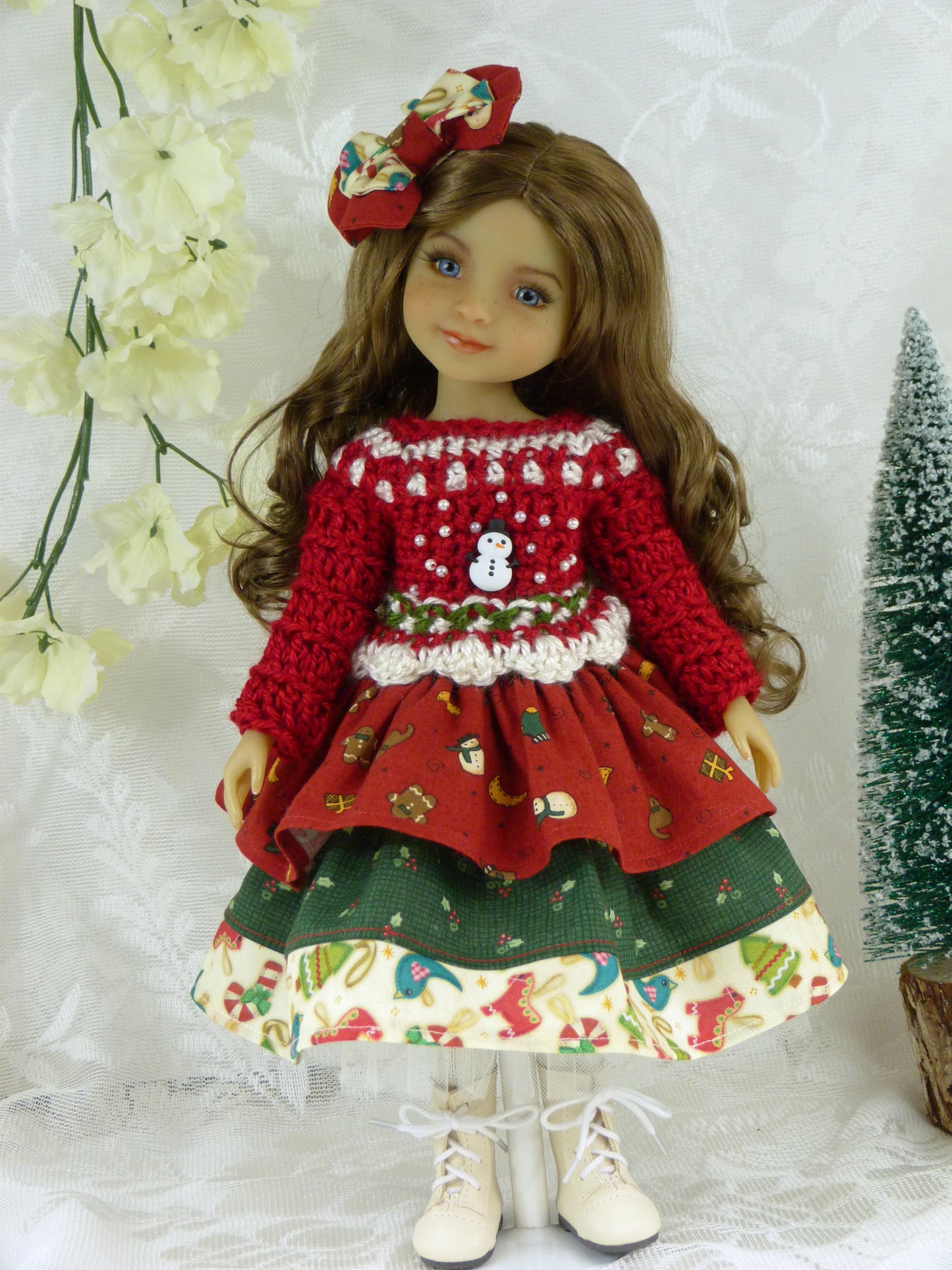 Holiday Treasures Outfit Handmade to fit 14.5 Inch Ruby Red Fashion Doll