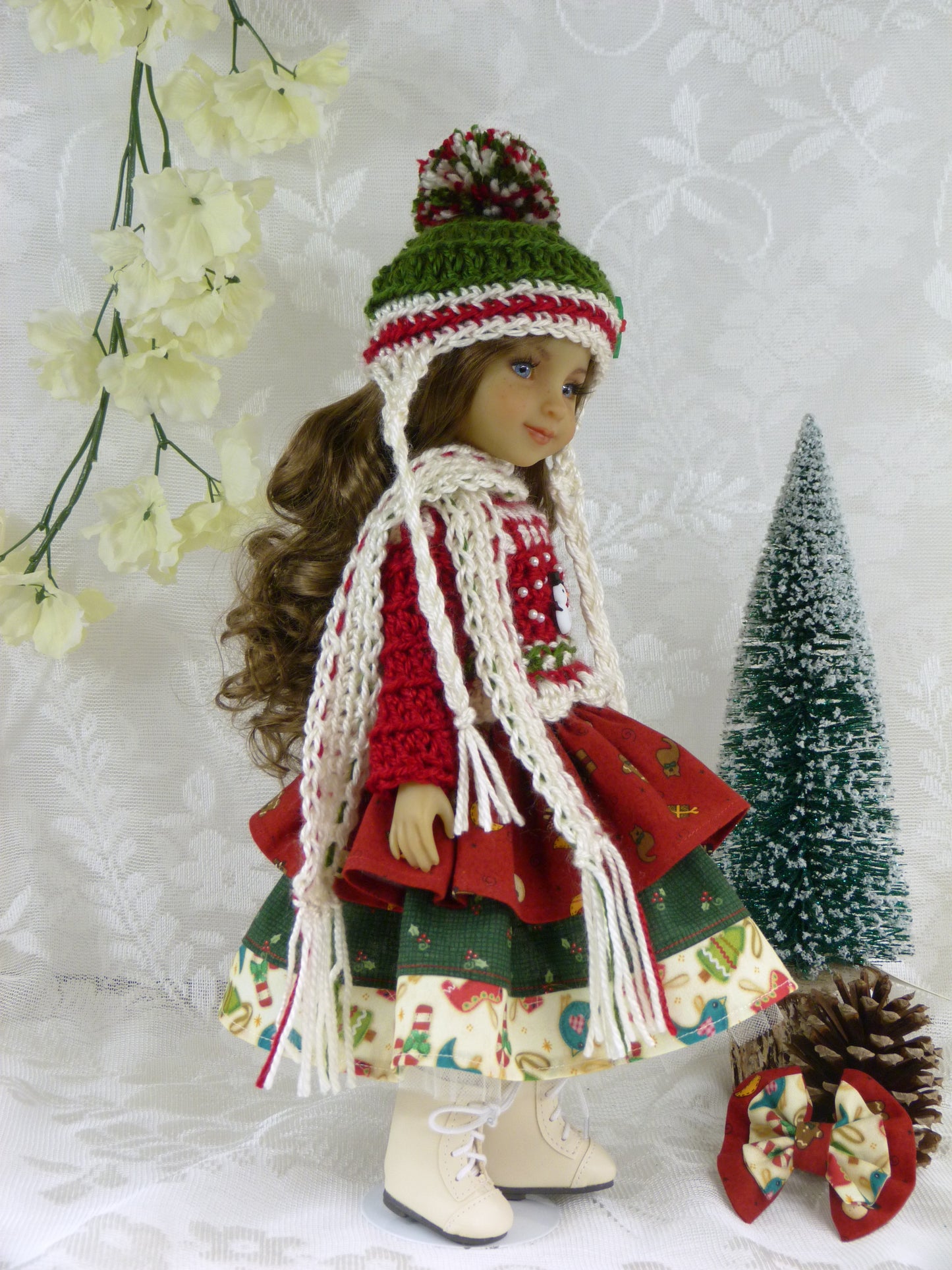 Holiday Treasures Outfit Handmade to fit 14.5 Inch Ruby Red Fashion Doll