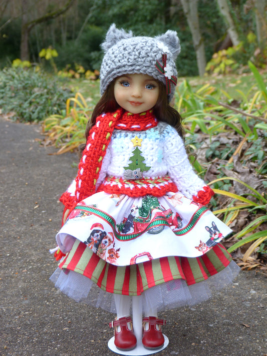 Furry Friends Christmas Outfit Handmade to fit 14.5 Inch Ruby Red Fashion Doll