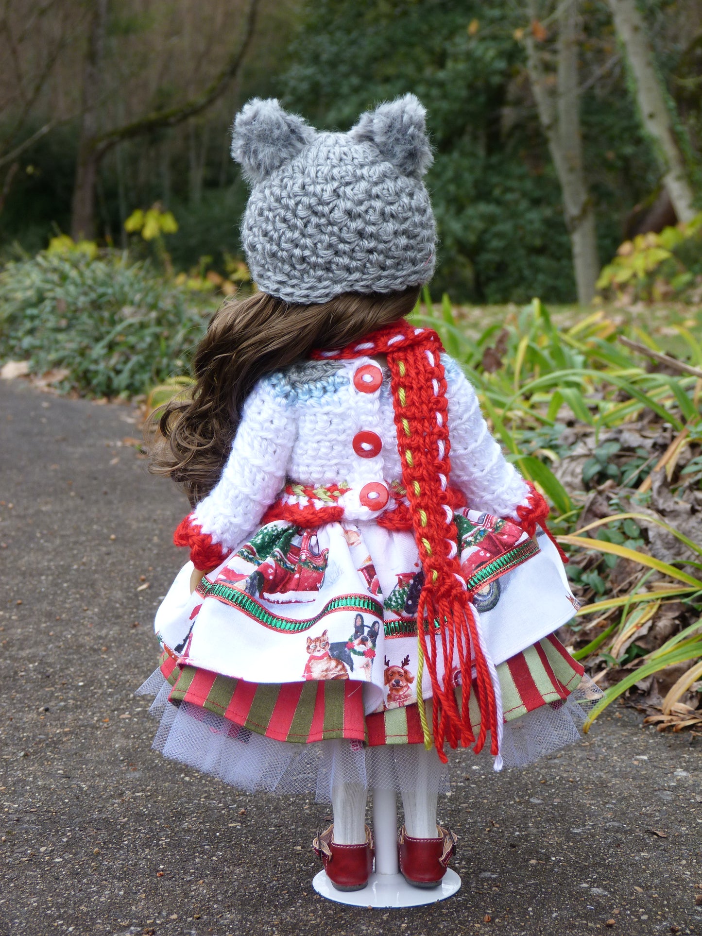 Furry Friends Christmas Outfit Handmade to fit 14.5 Inch Ruby Red Fashion Doll