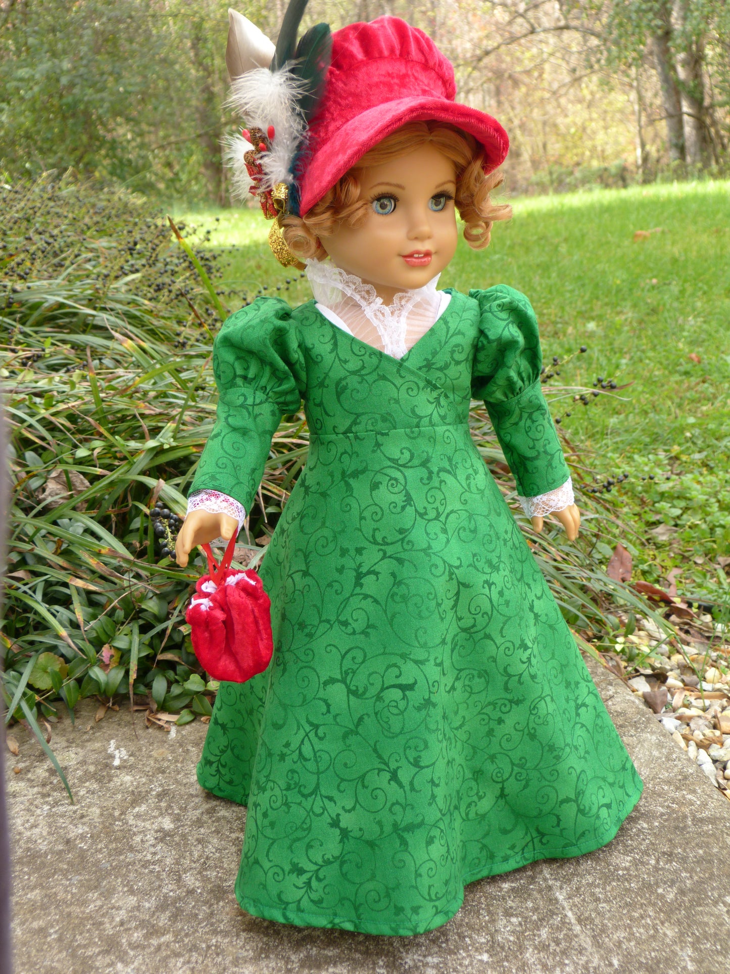 Christmas Rose Regency Ensemble for 18 Inch Doll