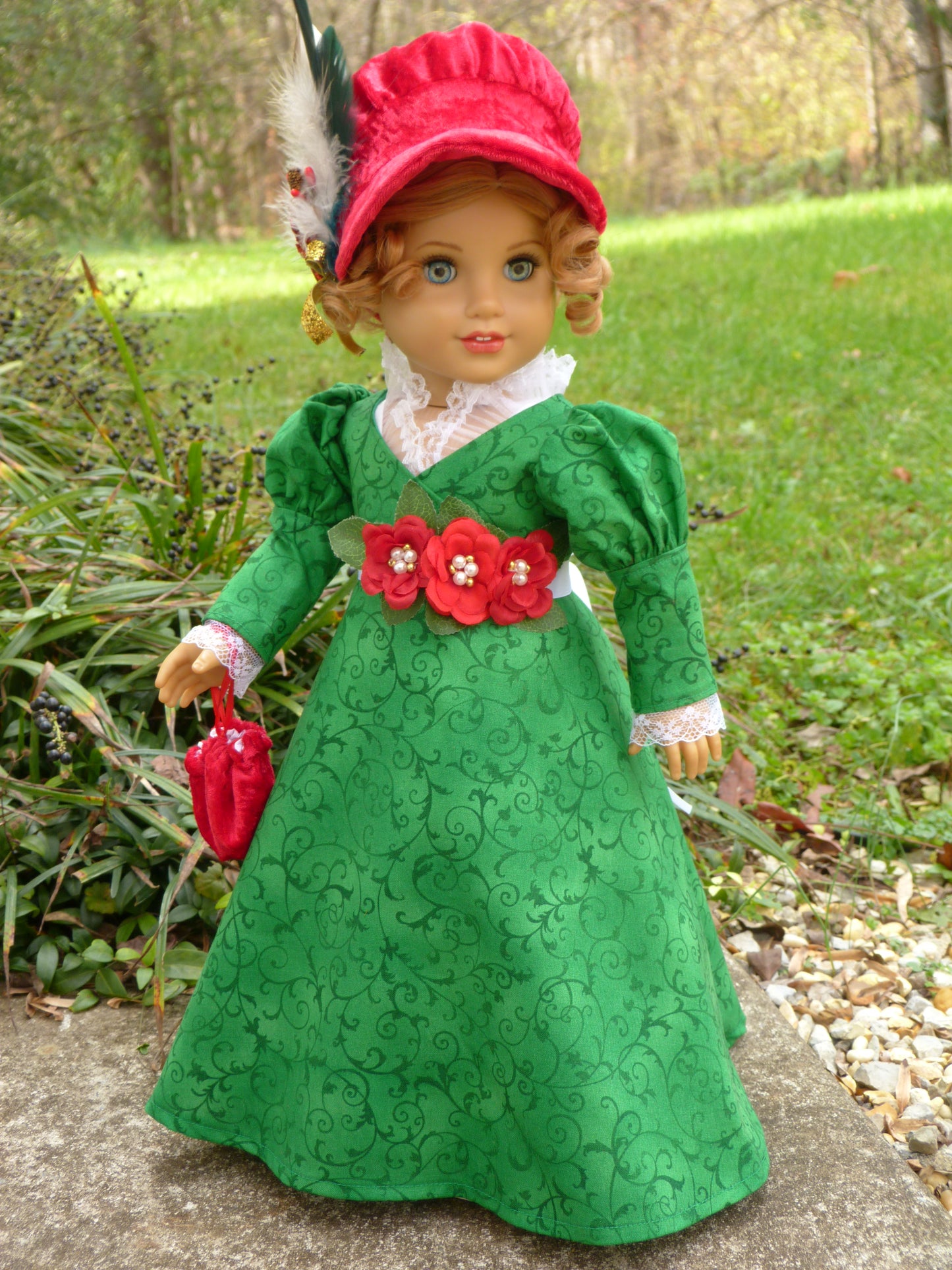 Christmas Rose Regency Ensemble for 18 Inch Doll