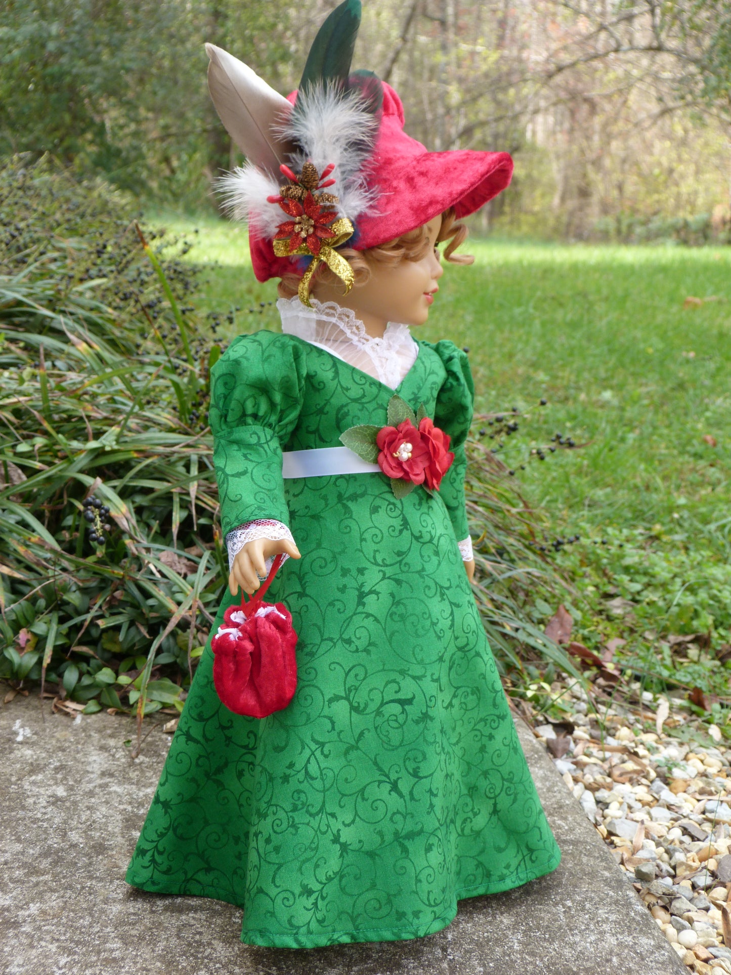 Christmas Rose Regency Ensemble for 18 Inch Doll