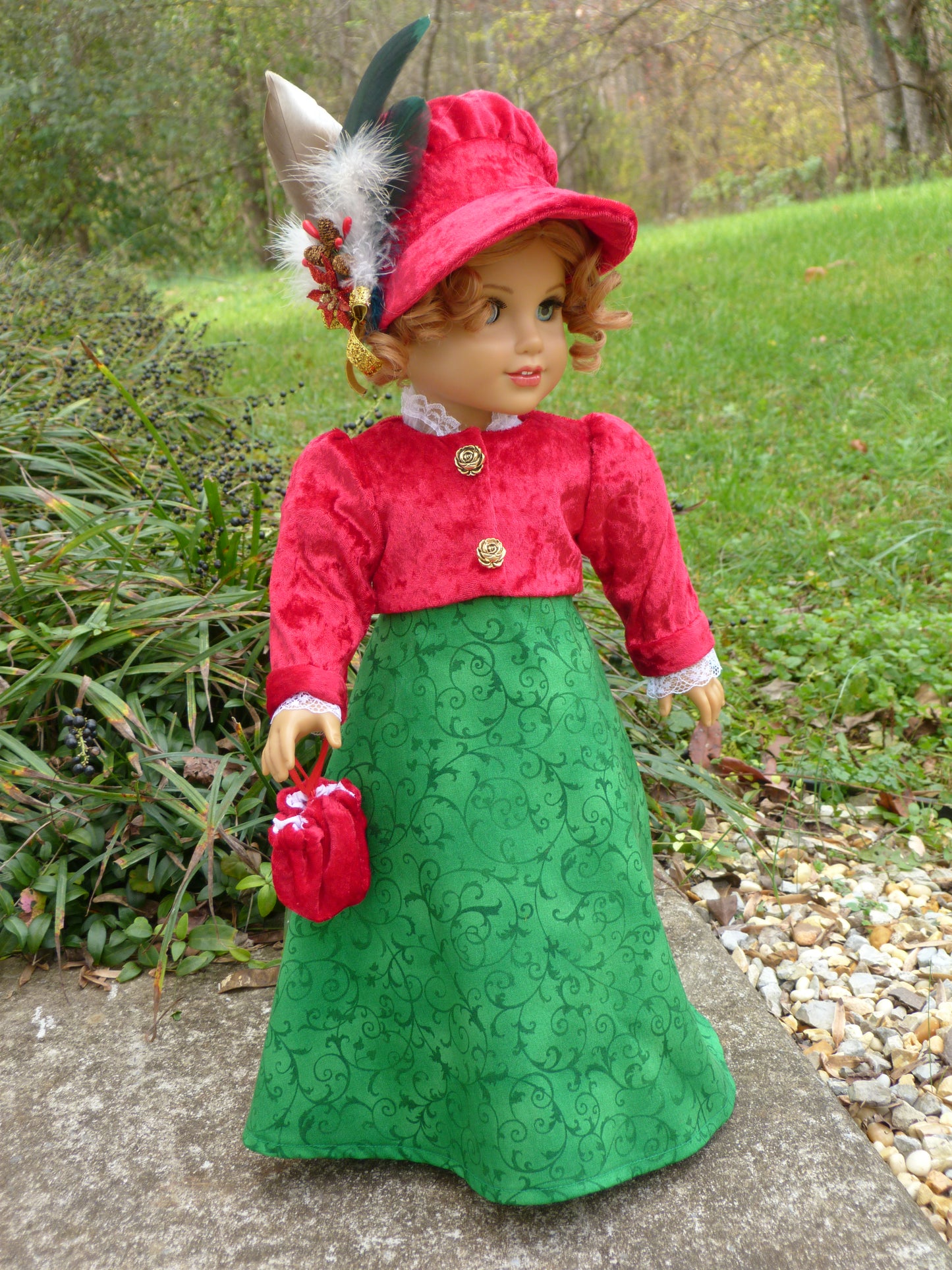 Christmas Rose Regency Ensemble for 18 Inch Doll