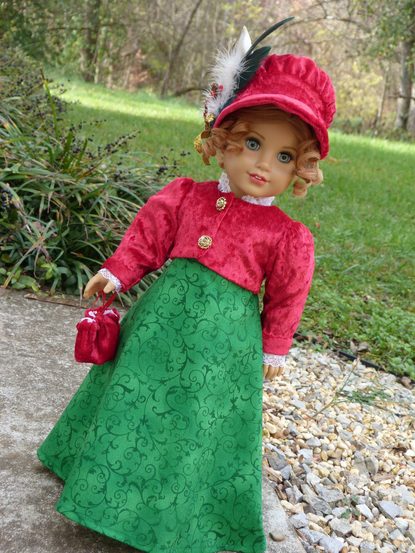 Christmas Rose Regency Ensemble for 18 Inch Doll