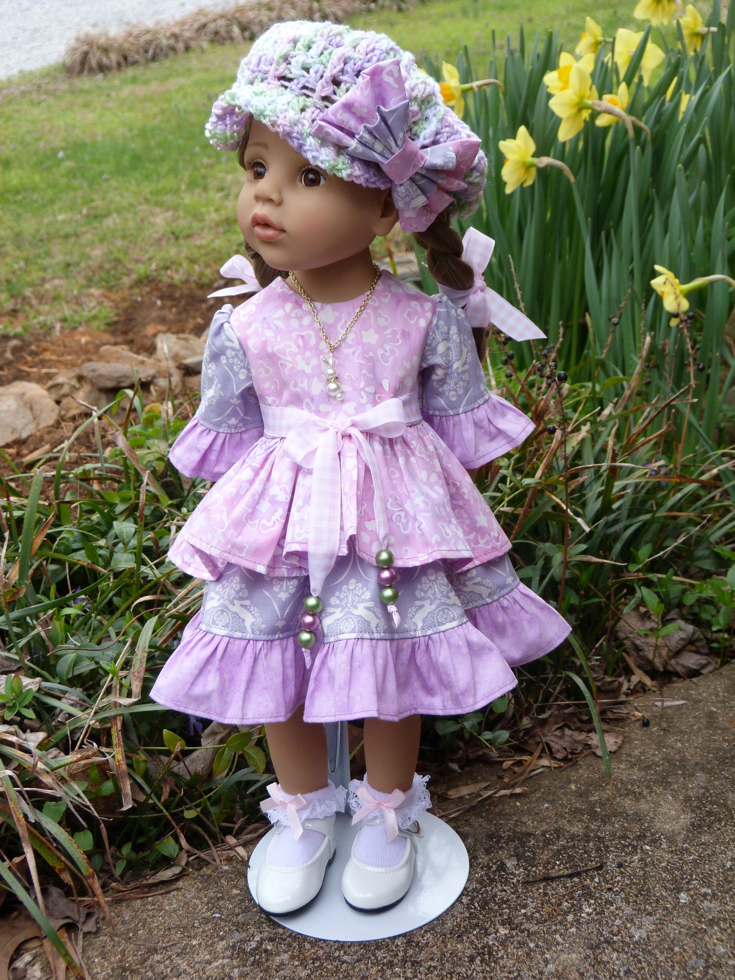 Hoppin' Down the Bunny Trail - Spring Outfit Handmade to fit 19.5 Inch Gotz Hannah or Happy Kidz Doll with Easter Basket