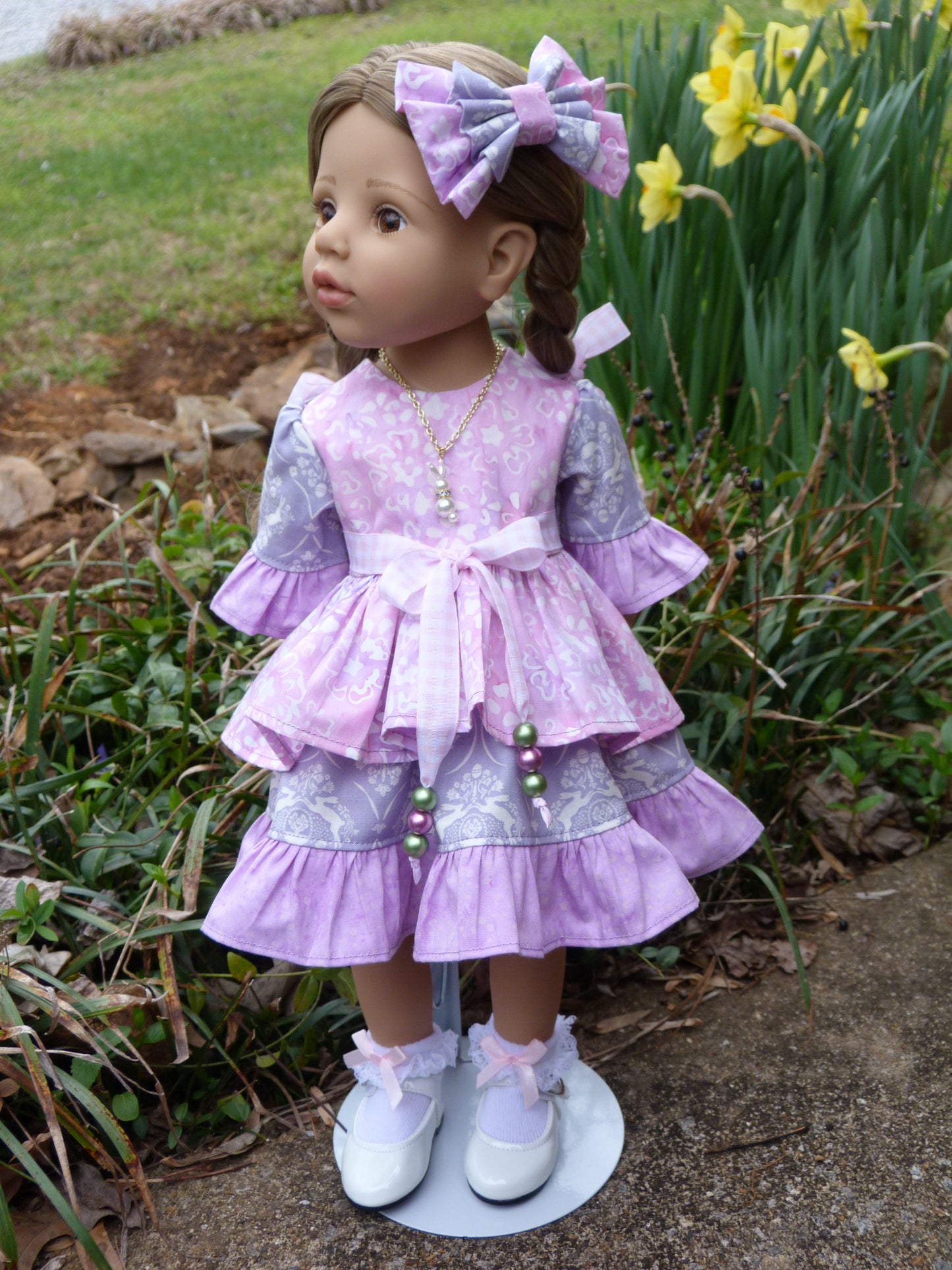 Hoppin' Down the Bunny Trail - Spring Outfit Handmade to fit 19.5 Inch Gotz Hannah or Happy Kidz Doll with Easter Basket