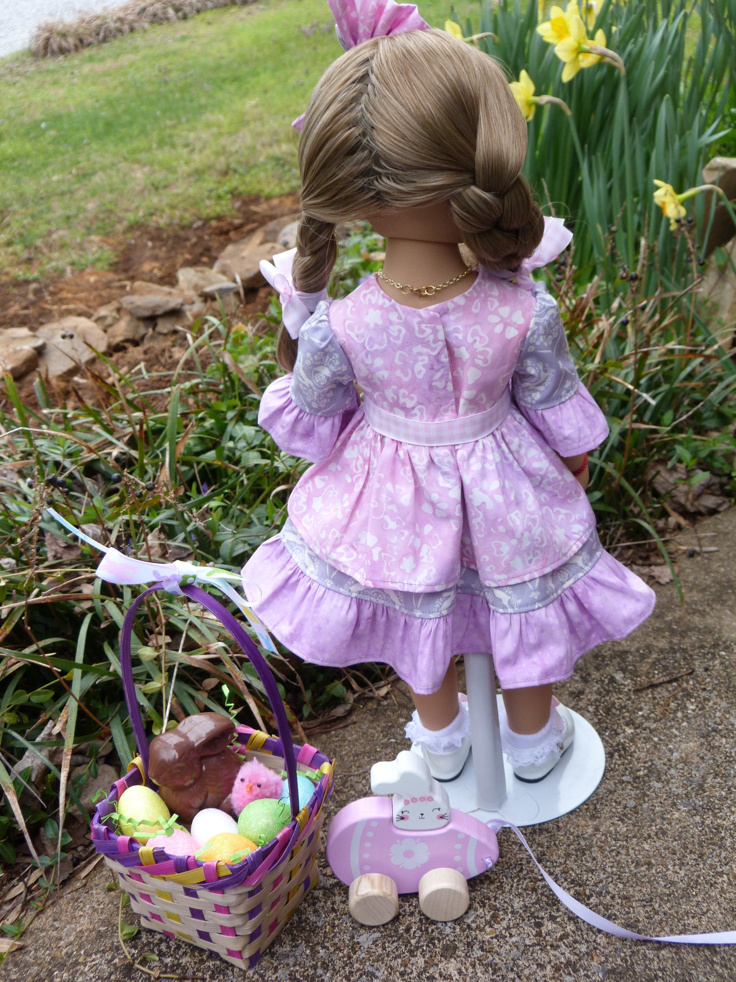Hoppin' Down the Bunny Trail - Spring Outfit Handmade to fit 19.5 Inch Gotz Hannah or Happy Kidz Doll with Easter Basket