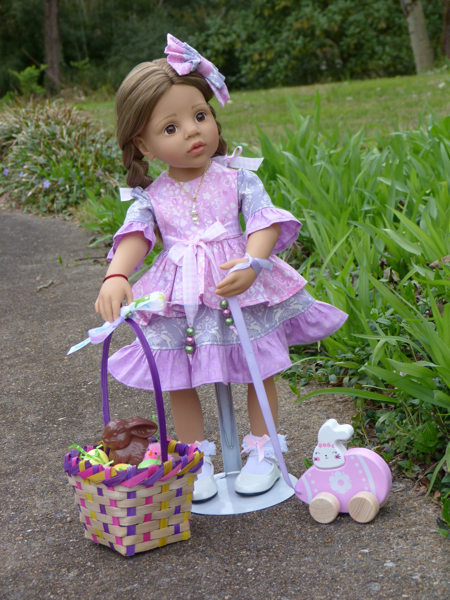 Hoppin' Down the Bunny Trail - Spring Outfit Handmade to fit 19.5 Inch Gotz Hannah or Happy Kidz Doll with Easter Basket