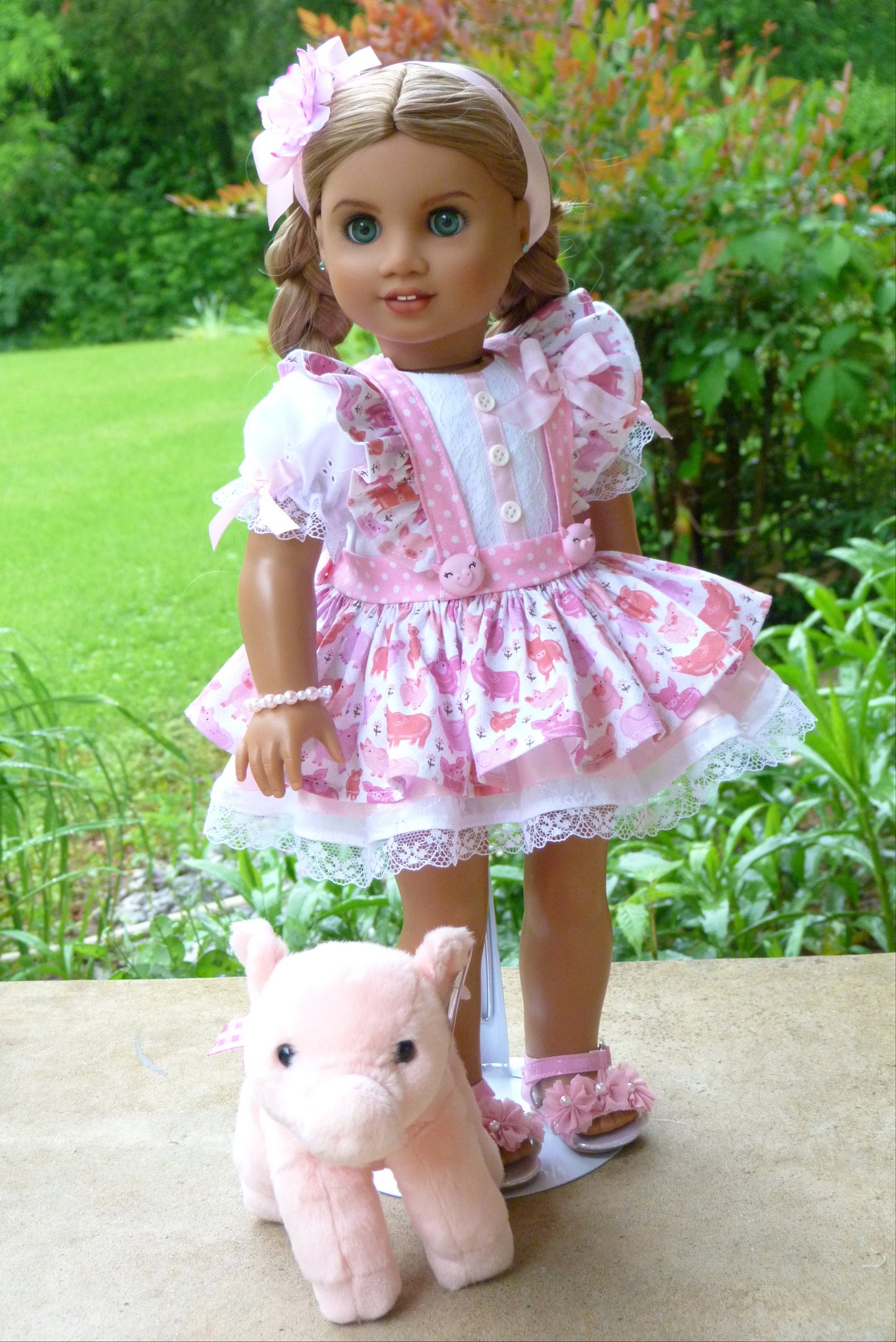 Spring Piglet Ensemble for 18 Inch American Doll