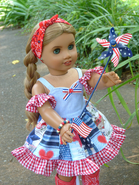 Independence Day - Patriotic Outfit Handmade to fit 18 Inch American Doll