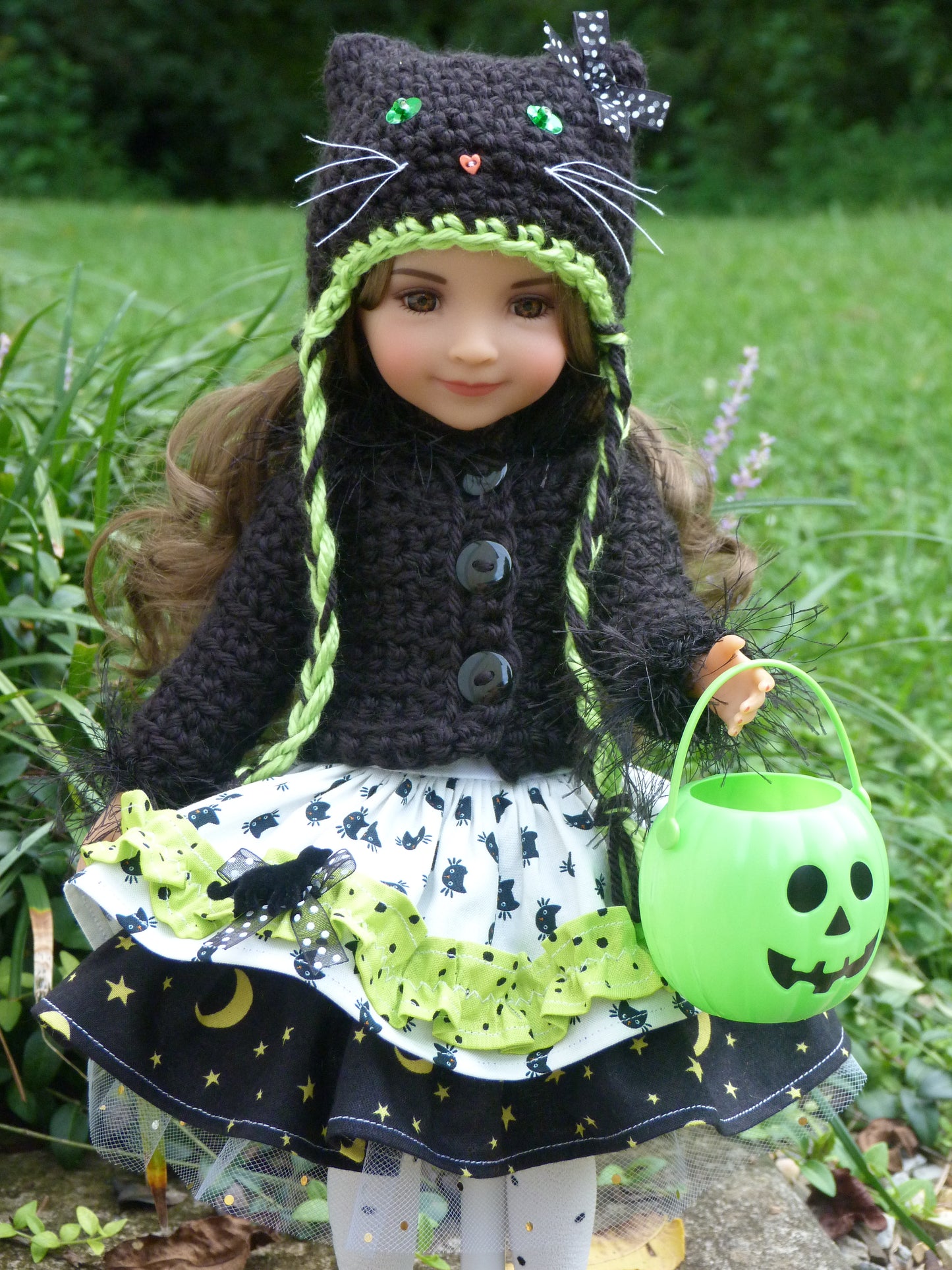 Black Cat Halloween Outfit Handmade to fit Ruby Red Fashion Friends Doll