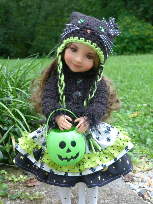 Black Cat Halloween Outfit Handmade to fit Ruby Red Fashion Friends Doll