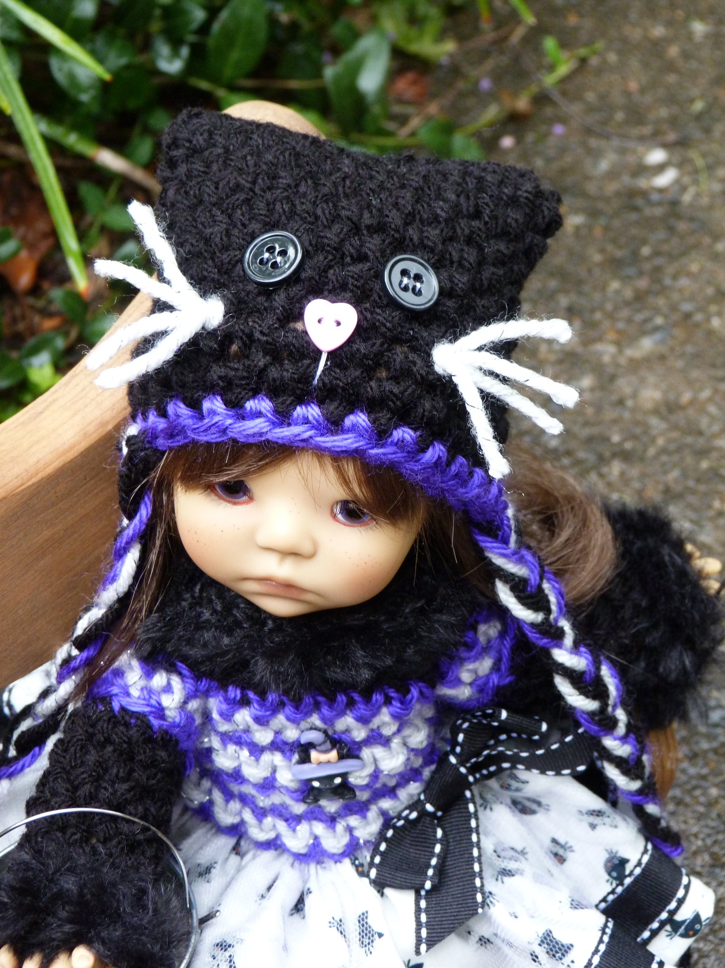 Halloween Black Cat Outfit Handmade to fit 11 Inch Dumpling Meadowdoll