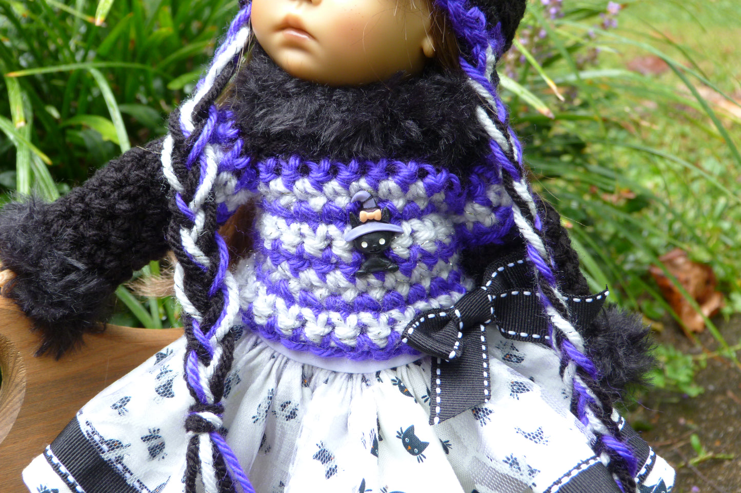 Halloween Black Cat Outfit Handmade to fit 11 Inch Dumpling Meadowdoll