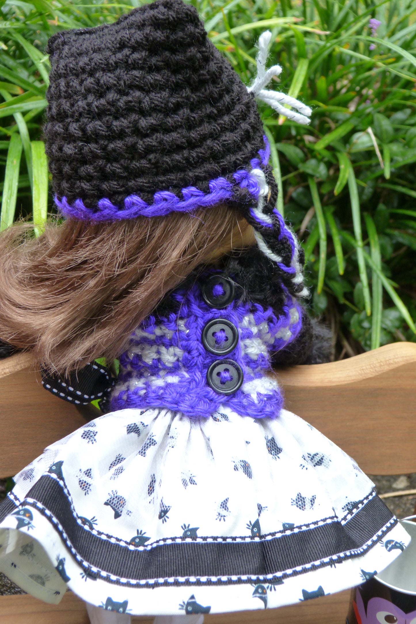 Halloween Black Cat Outfit Handmade to fit 11 Inch Dumpling Meadowdoll