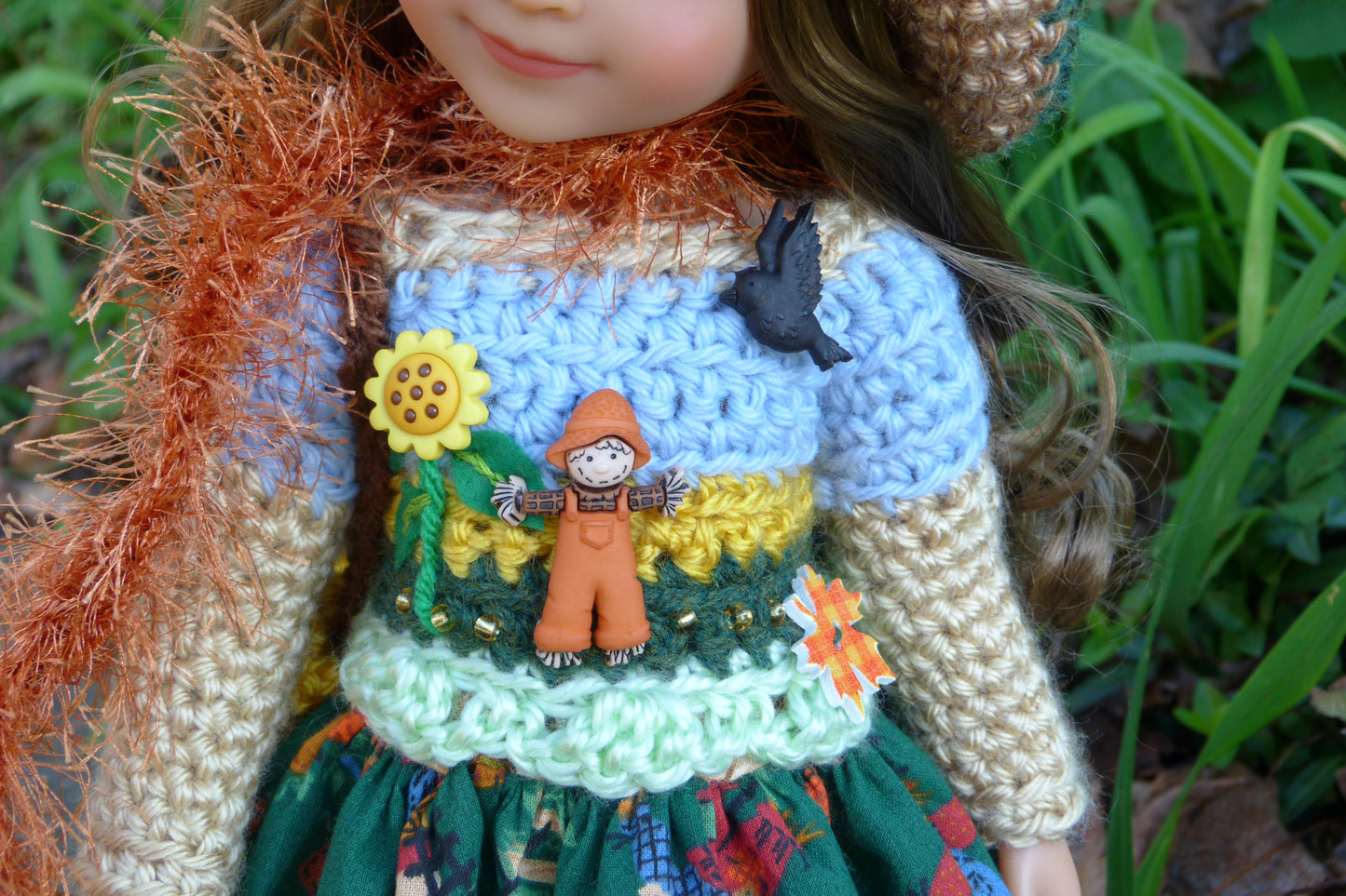 Sunflowers & Scarecrows Outfit Handmade to fit Ruby Red Fashion Friends Doll