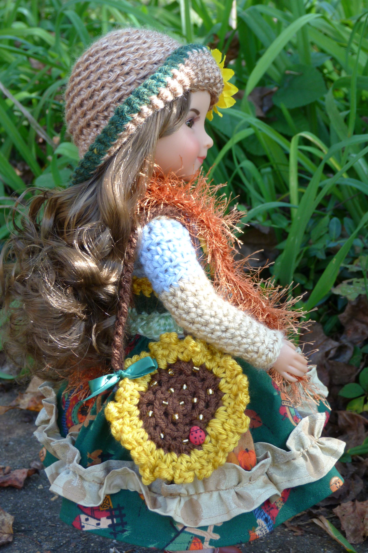 Sunflowers & Scarecrows Outfit Handmade to fit Ruby Red Fashion Friends Doll