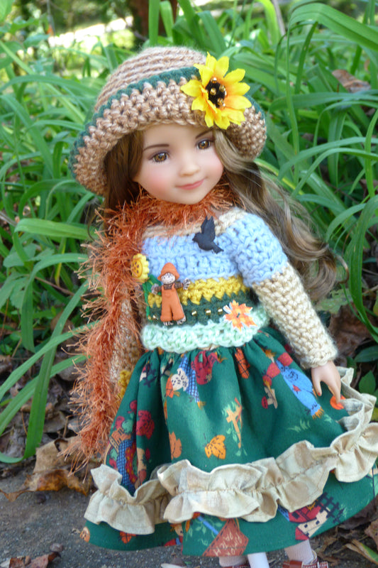 Sunflowers & Scarecrows Outfit Handmade to fit Ruby Red Fashion Friends Doll