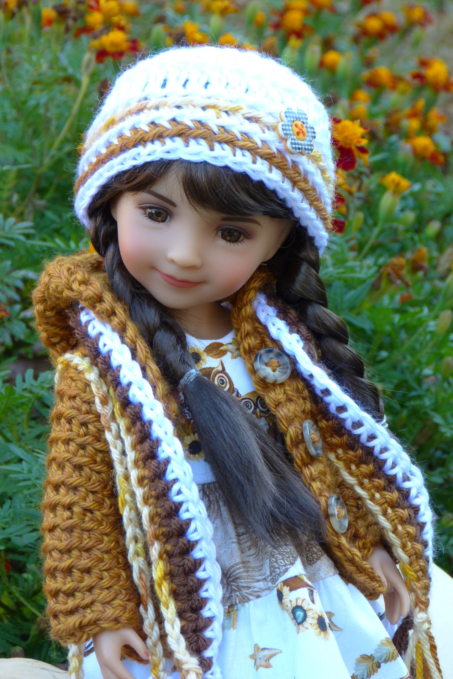 Fall Sunflower Owl Outfit - Handmade to fit Ruby Red Fashion Friends Doll - Autumn Ensemble