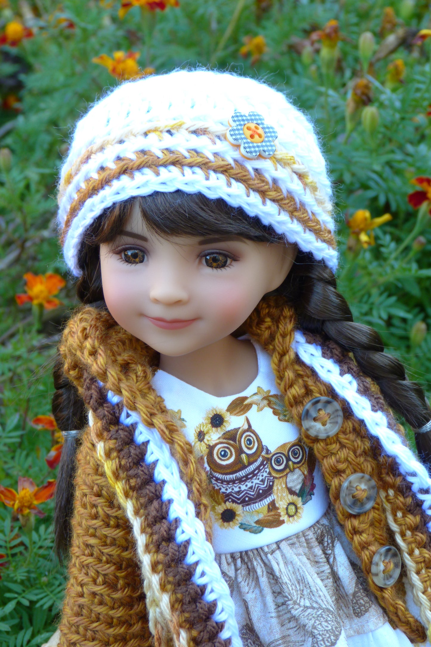 Fall Sunflower Owl Outfit - Handmade to fit Ruby Red Fashion Friends Doll - Autumn Ensemble