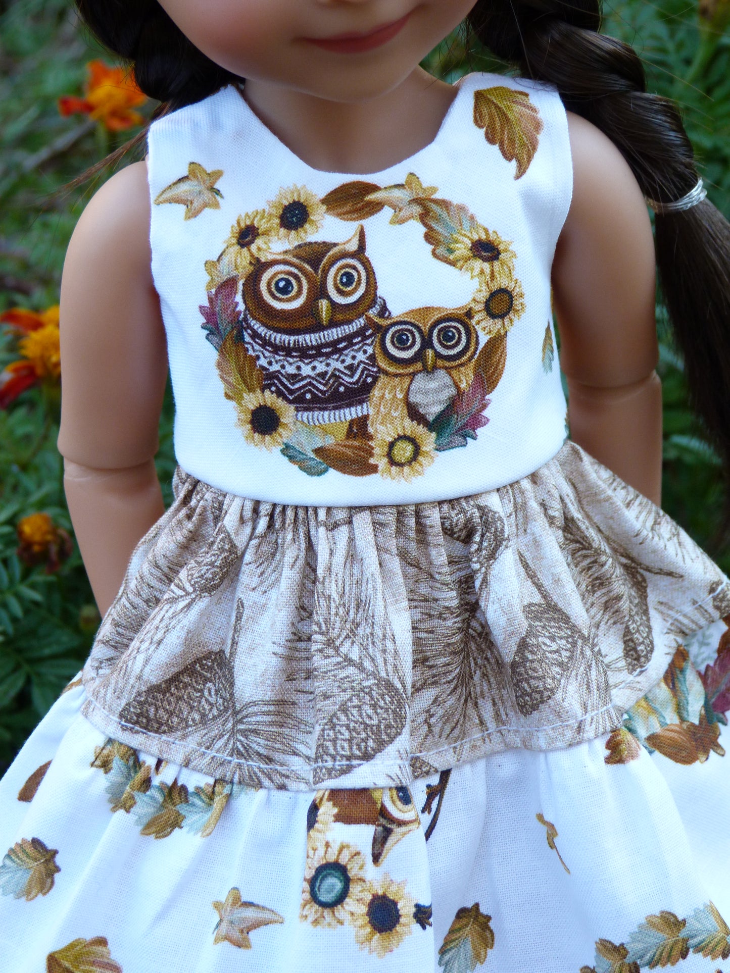 Fall Sunflower Owl Outfit - Handmade to fit Ruby Red Fashion Friends Doll - Autumn Ensemble