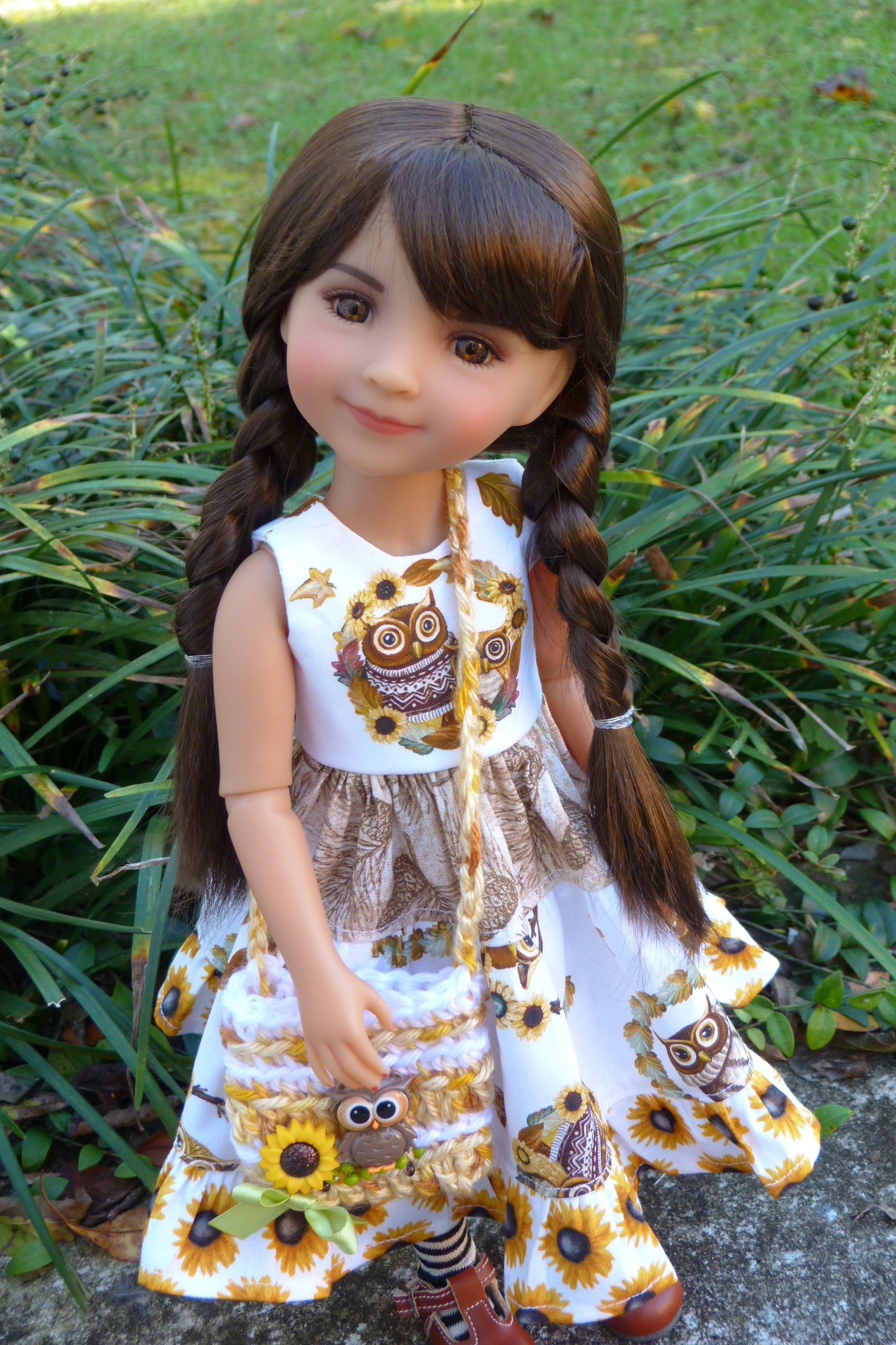 Fall Sunflower Owl Outfit - Handmade to fit Ruby Red Fashion Friends Doll - Autumn Ensemble