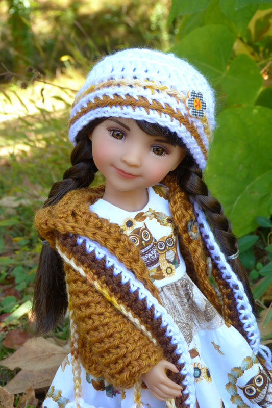 Fall Sunflower Owl Outfit - Handmade to fit Ruby Red Fashion Friends Doll - Autumn Ensemble