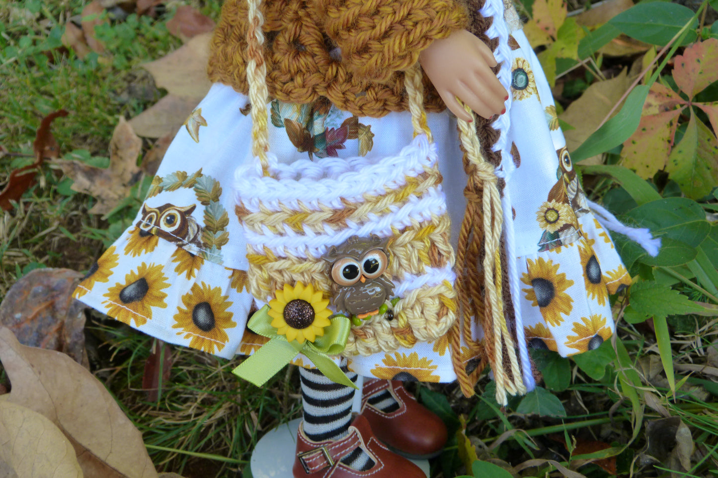 Fall Sunflower Owl Outfit - Handmade to fit Ruby Red Fashion Friends Doll - Autumn Ensemble